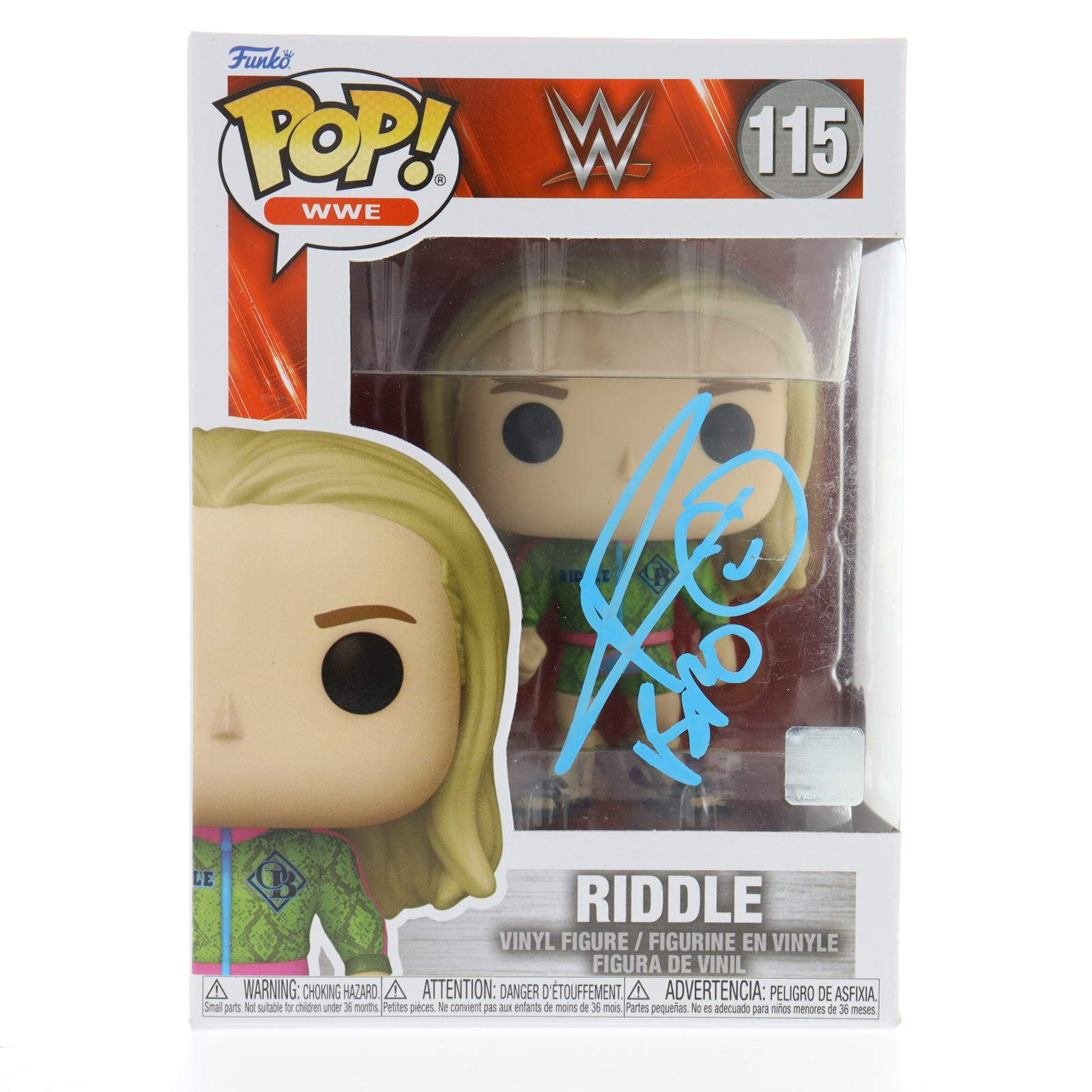 Riddle Signed "WWE" #115 Riddle Funko Pop! Vinyl Figure Inscribed "Bro" (Beckett) at PristineAuction.com Riddle Signed "WWE" #115 Riddle Funko Pop! Vinyl Figure Inscribed "Bro" (Beckett) at PristineAuction.com