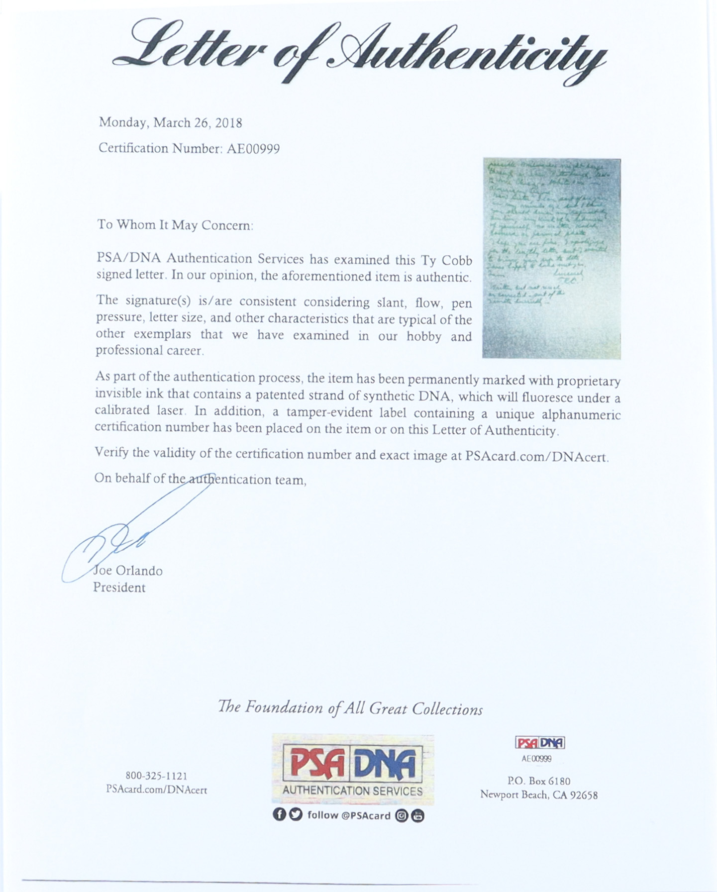 Ty Cobb Hand-Written Tigers Custom Matted Cut Display (PSA) at PristineAuction.com Ty Cobb Hand-Written Tigers Custom Matted Cut Display (PSA) at PristineAuction.com