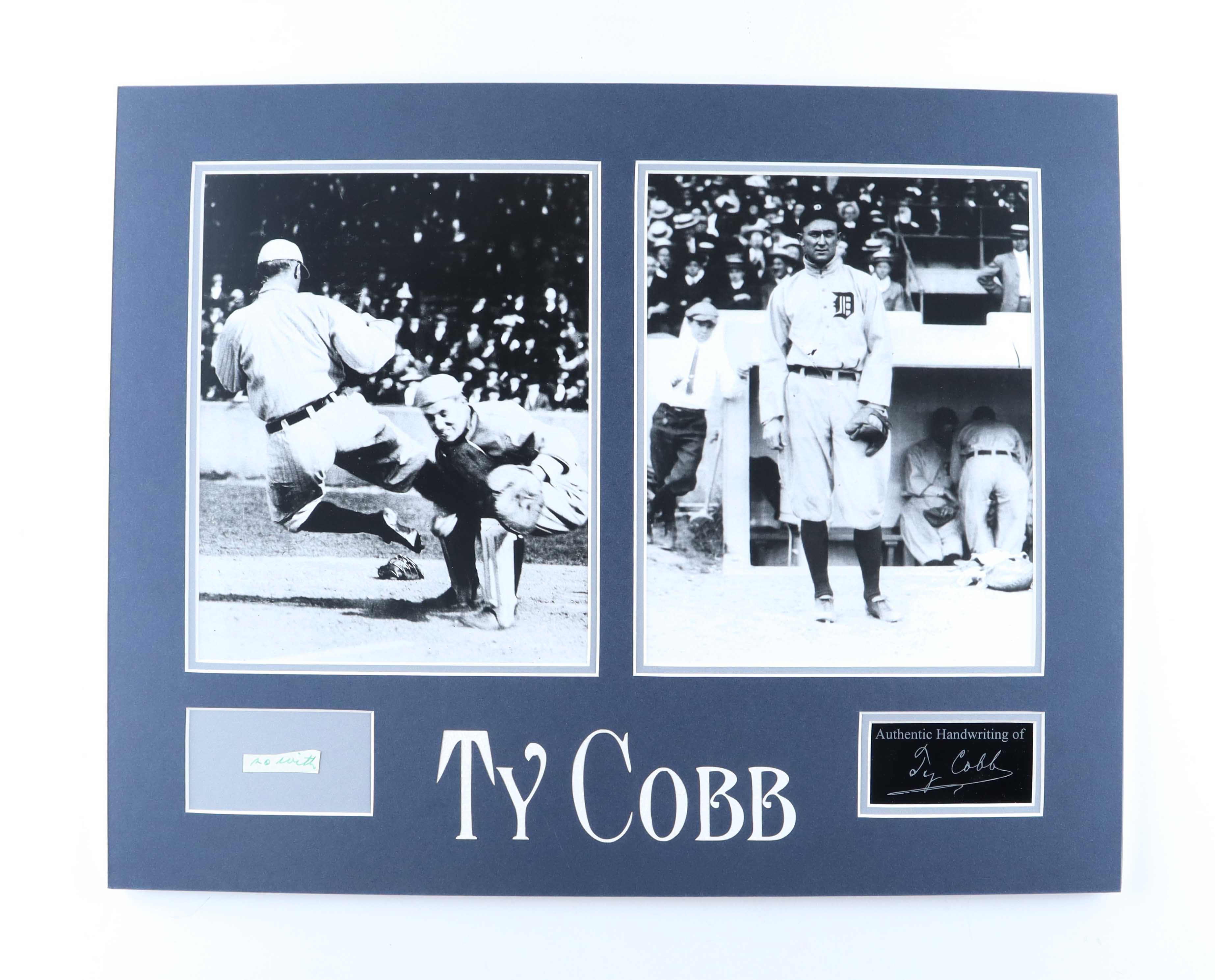 Ty Cobb Hand-Written Tigers Custom Matted Cut Display (PSA) at PristineAuction.com Ty Cobb Hand-Written Tigers Custom Matted Cut Display (PSA) at PristineAuction.com