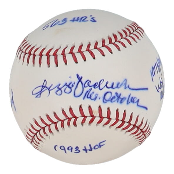 Reggie Jackson Signed OML Baseball with Multiple Inscriptions (Beckett) at PristineAuction.com Reggie Jackson Signed OML Baseball with Multiple Inscriptions (Beckett) at PristineAuction.com