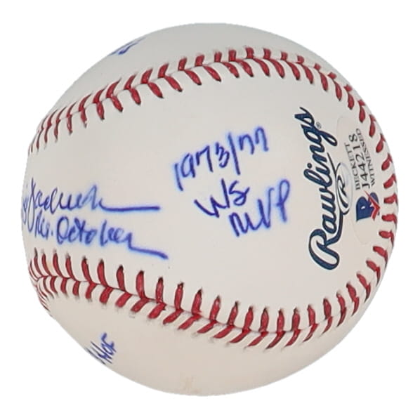 Reggie Jackson Signed OML Baseball with Multiple Inscriptions (Beckett) at PristineAuction.com Reggie Jackson Signed OML Baseball with Multiple Inscriptions (Beckett) at PristineAuction.com