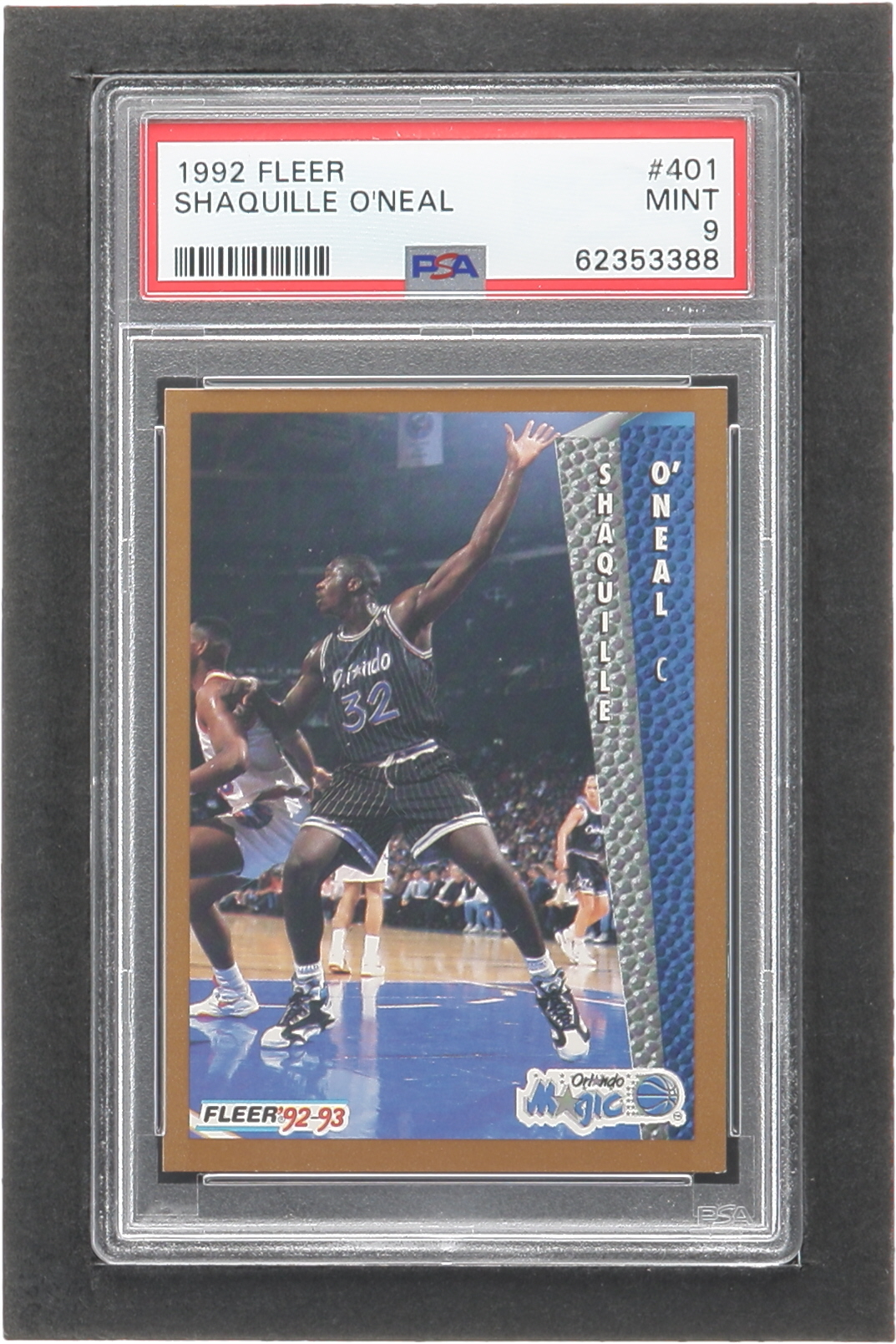 Shaquille O'Neal 1992-93 Fleer #401 RC (PSA 9) at PristineAuction.com Shaquille O'Neal 1992-93 Fleer #401 RC (PSA 9) at PristineAuction.com