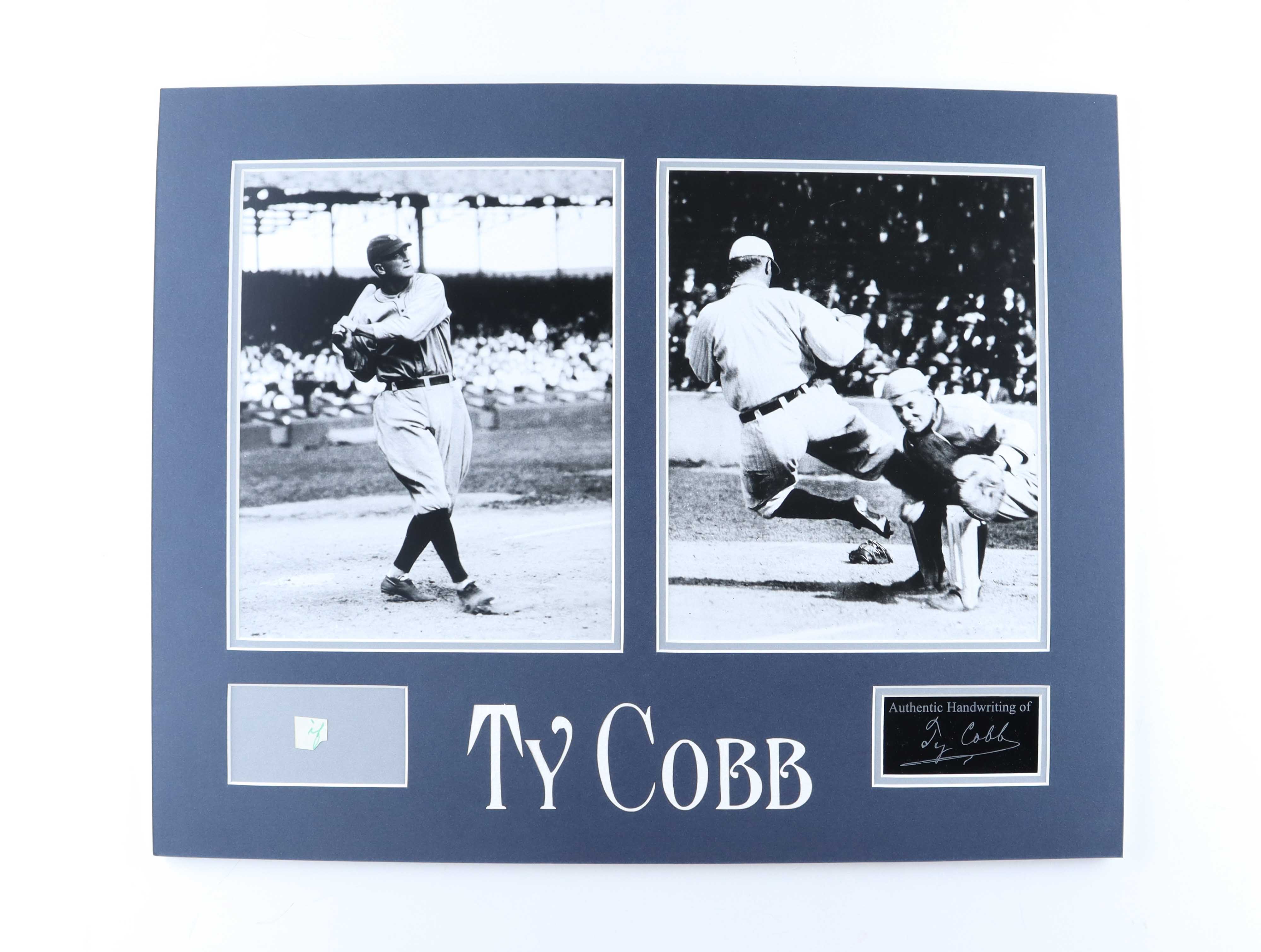 Ty Cobb Hand-Written Tigers Custom Matted Cut Display (PSA) at PristineAuction.com Ty Cobb Hand-Written Tigers Custom Matted Cut Display (PSA) at PristineAuction.com