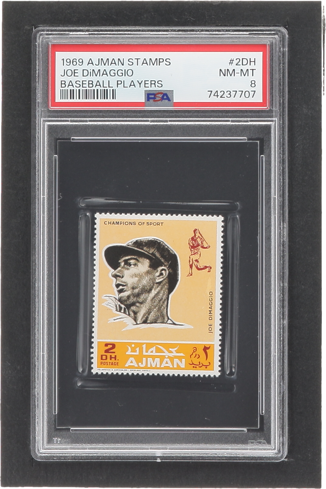 Joe DiMaggio 1969 Ajman Hall of Fame Stamps #1 (PSA 8) at PristineAuction.com Joe DiMaggio 1969 Ajman Hall of Fame Stamps #1 (PSA 8) at PristineAuction.com
