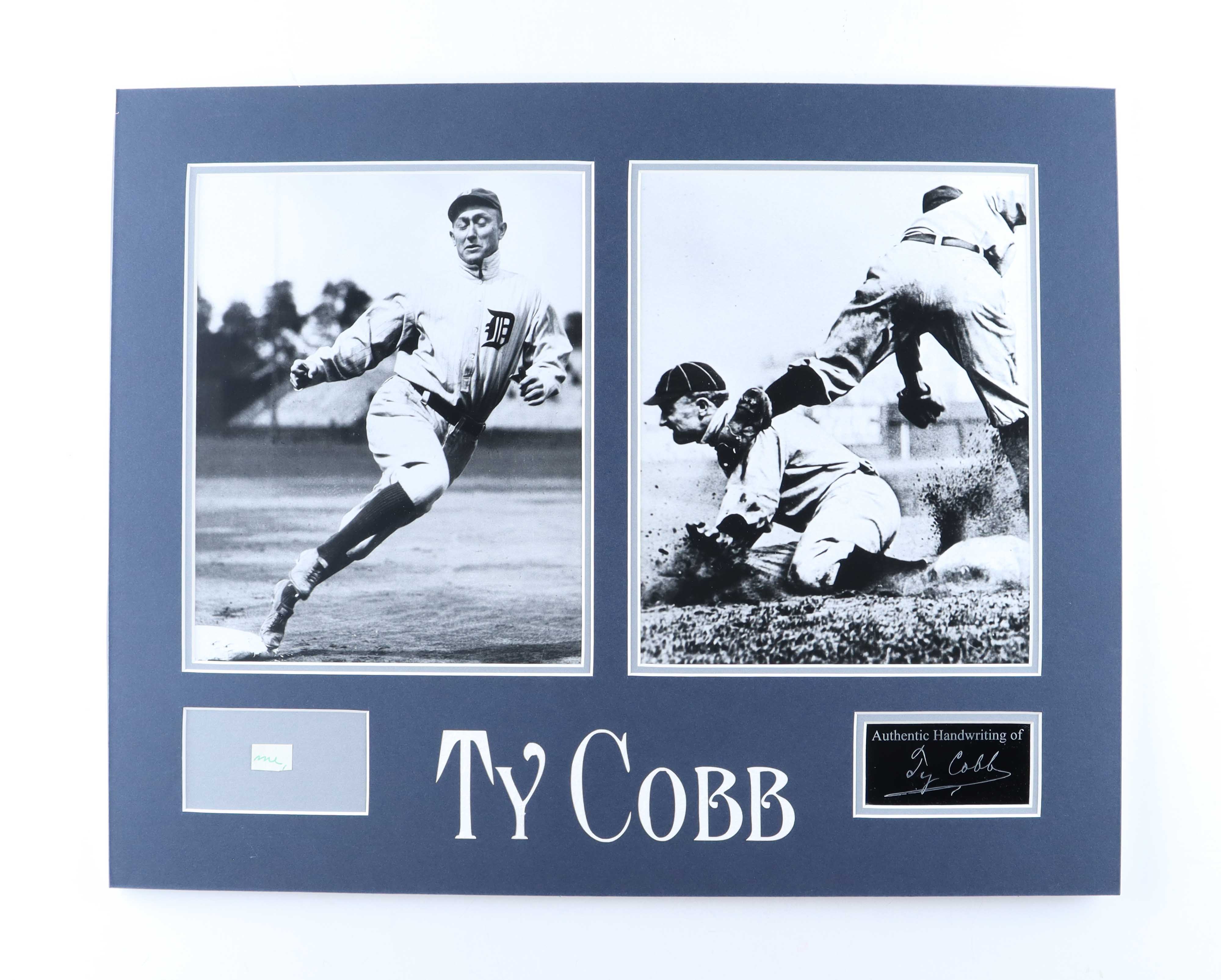 Ty Cobb Hand-Written Tigers Custom Matted Cut Display (PSA) at PristineAuction.com Ty Cobb Hand-Written Tigers Custom Matted Cut Display (PSA) at PristineAuction.com