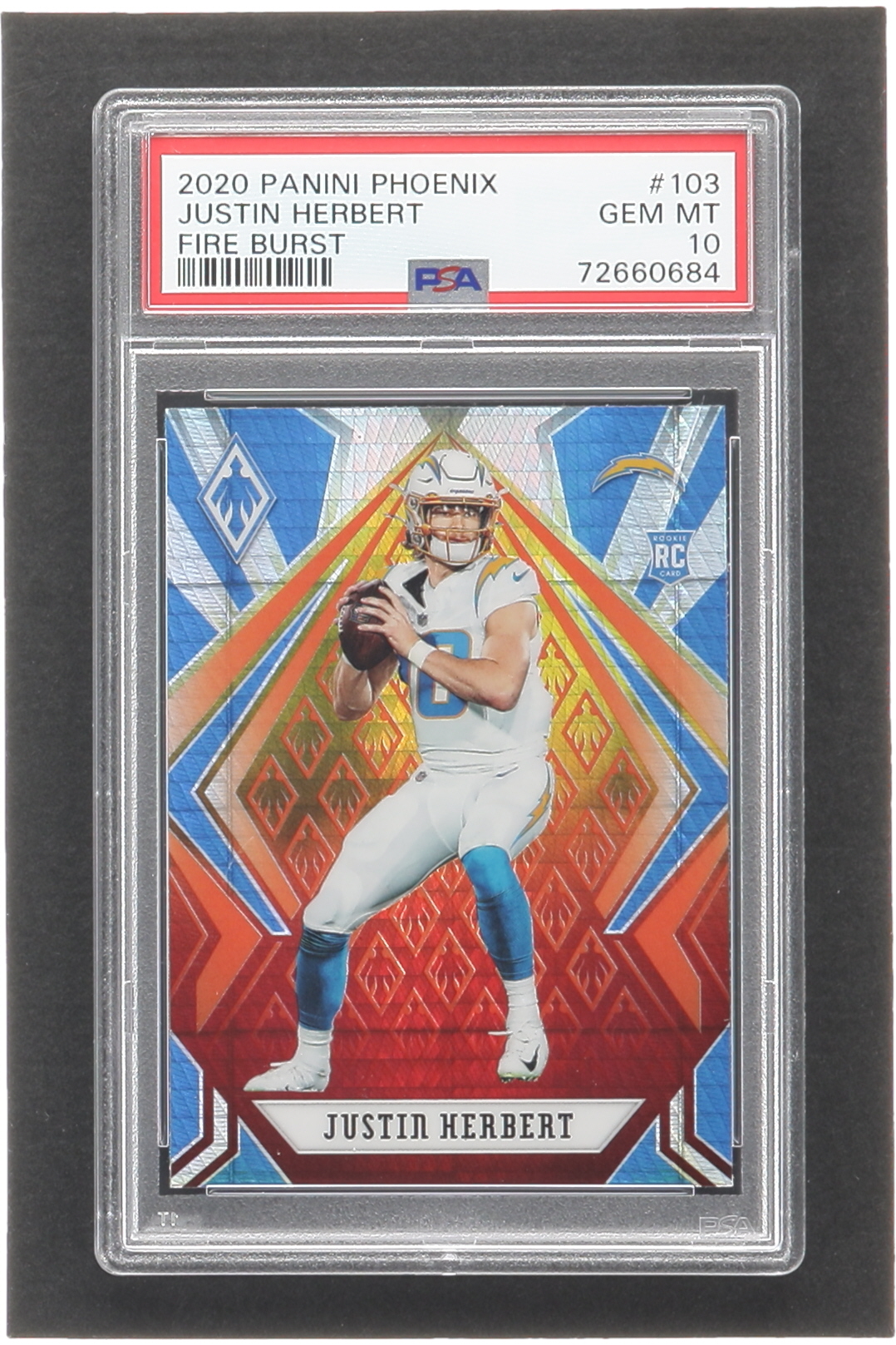 Justin Herbert 2020 Panini Phoenix Fire Burst #103 RC (PSA 10) at PristineAuction.com Justin Herbert 2020 Panini Phoenix Fire Burst #103 RC (PSA 10) at PristineAuction.com