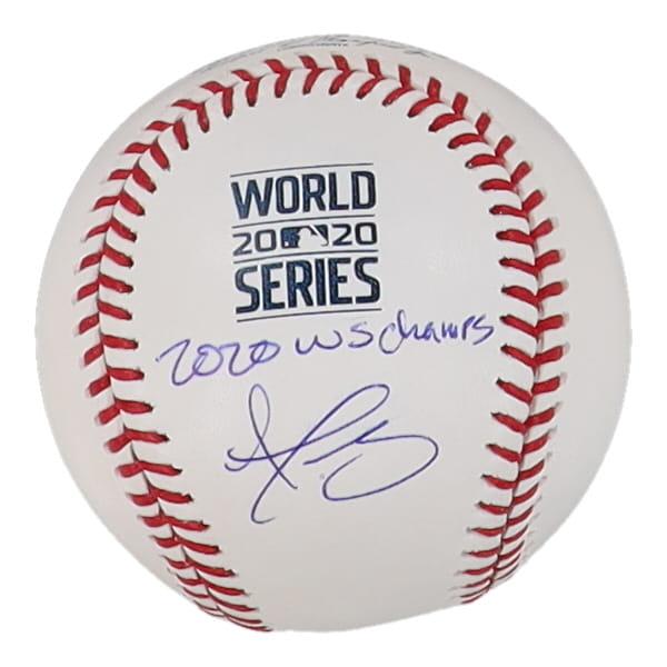 Dustin May Signed 2020 World Series Logo Baseball Inscribed "2020 WS Champs" (MLB) at PristineAuction.com Dustin May Signed 2020 World Series Logo Baseball Inscribed "2020 WS Champs" (MLB) at PristineAuction.com