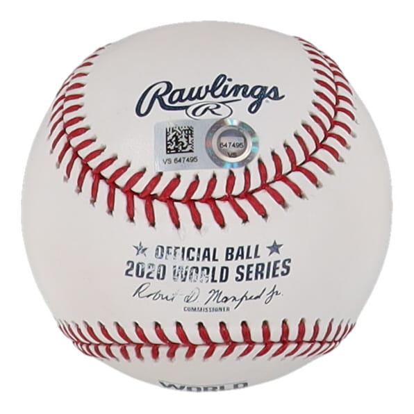 Dustin May Signed 2020 World Series Logo Baseball Inscribed "2020 WS Champs" (MLB) at PristineAuction.com Dustin May Signed 2020 World Series Logo Baseball Inscribed "2020 WS Champs" (MLB) at PristineAuction.com