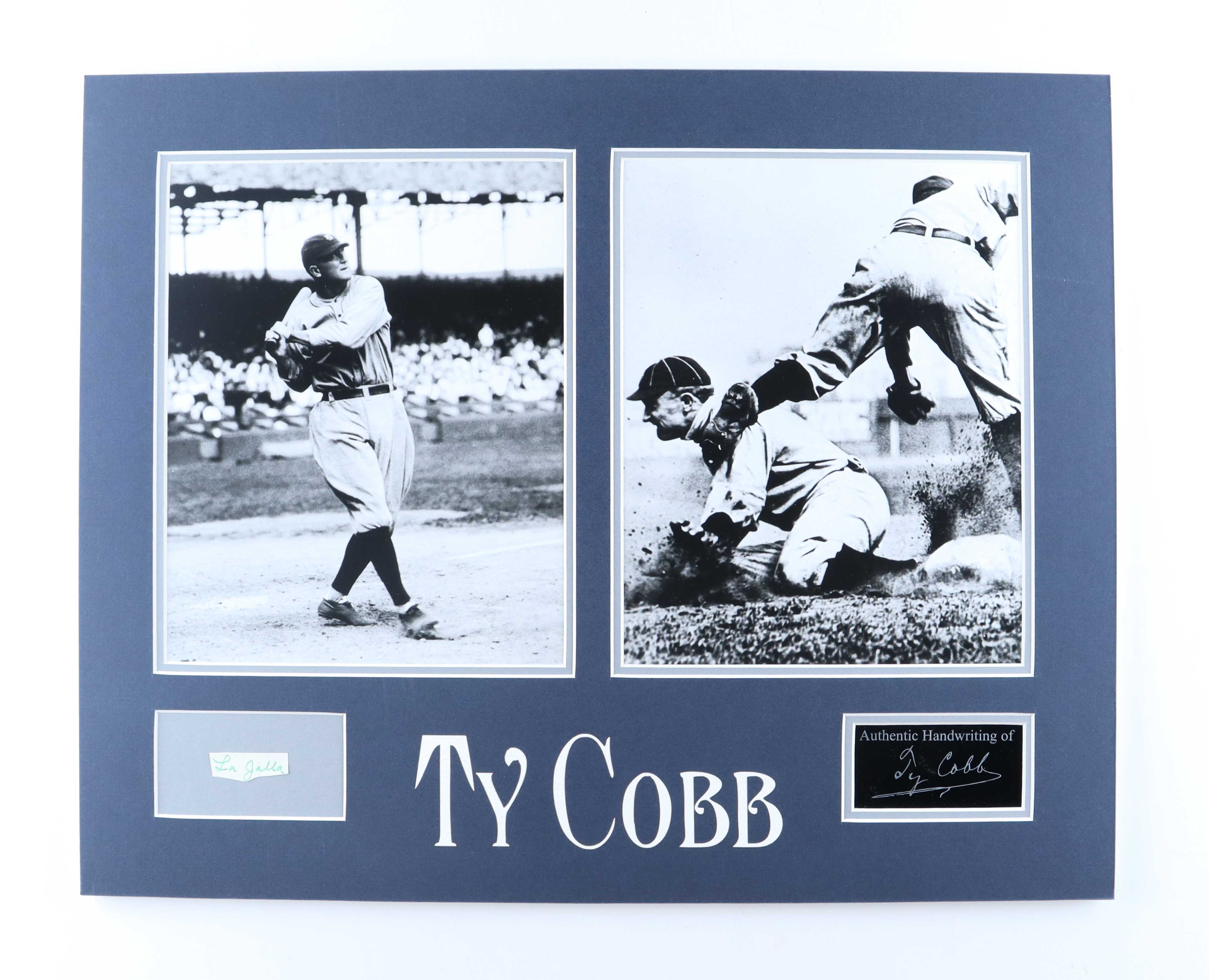 Ty Cobb Hand-Written Tigers Custom Matted Cut Display (PSA) at PristineAuction.com Ty Cobb Hand-Written Tigers Custom Matted Cut Display (PSA) at PristineAuction.com
