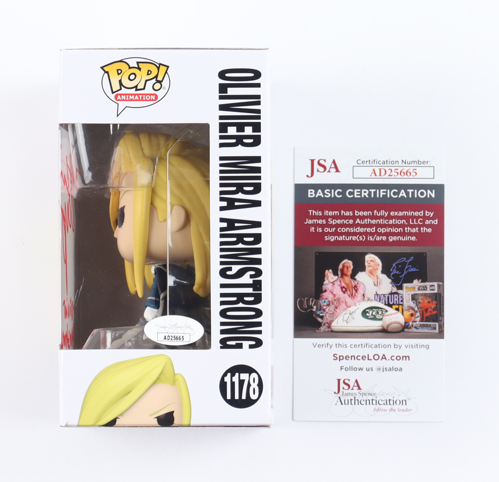 Stephanie Young Signed "Full Metal Alchemist" #1178 Olivier Mira Armstrong Funko Pop! Vinyl Figure Inscribed "Olivier Armstrong" (JSA) at PristineAuction.com Stephanie Young Signed "Full Metal Alchemist" #1178 Olivier Mira Armstrong Funko Pop! Vinyl Figure Inscribed "Olivier Armstrong" (JSA) at PristineAuction.com