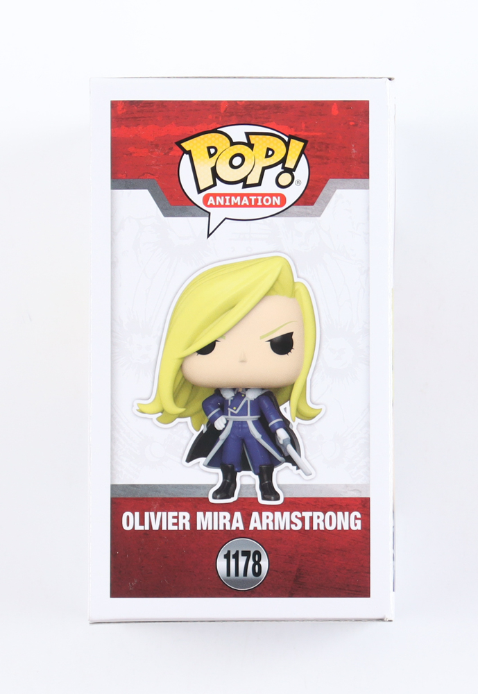 Stephanie Young Signed "Full Metal Alchemist" #1178 Olivier Mira Armstrong Funko Pop! Vinyl Figure Inscribed "Olivier Armstrong" (JSA) at PristineAuction.com Stephanie Young Signed "Full Metal Alchemist" #1178 Olivier Mira Armstrong Funko Pop! Vinyl Figure Inscribed "Olivier Armstrong" (JSA) at PristineAuction.com