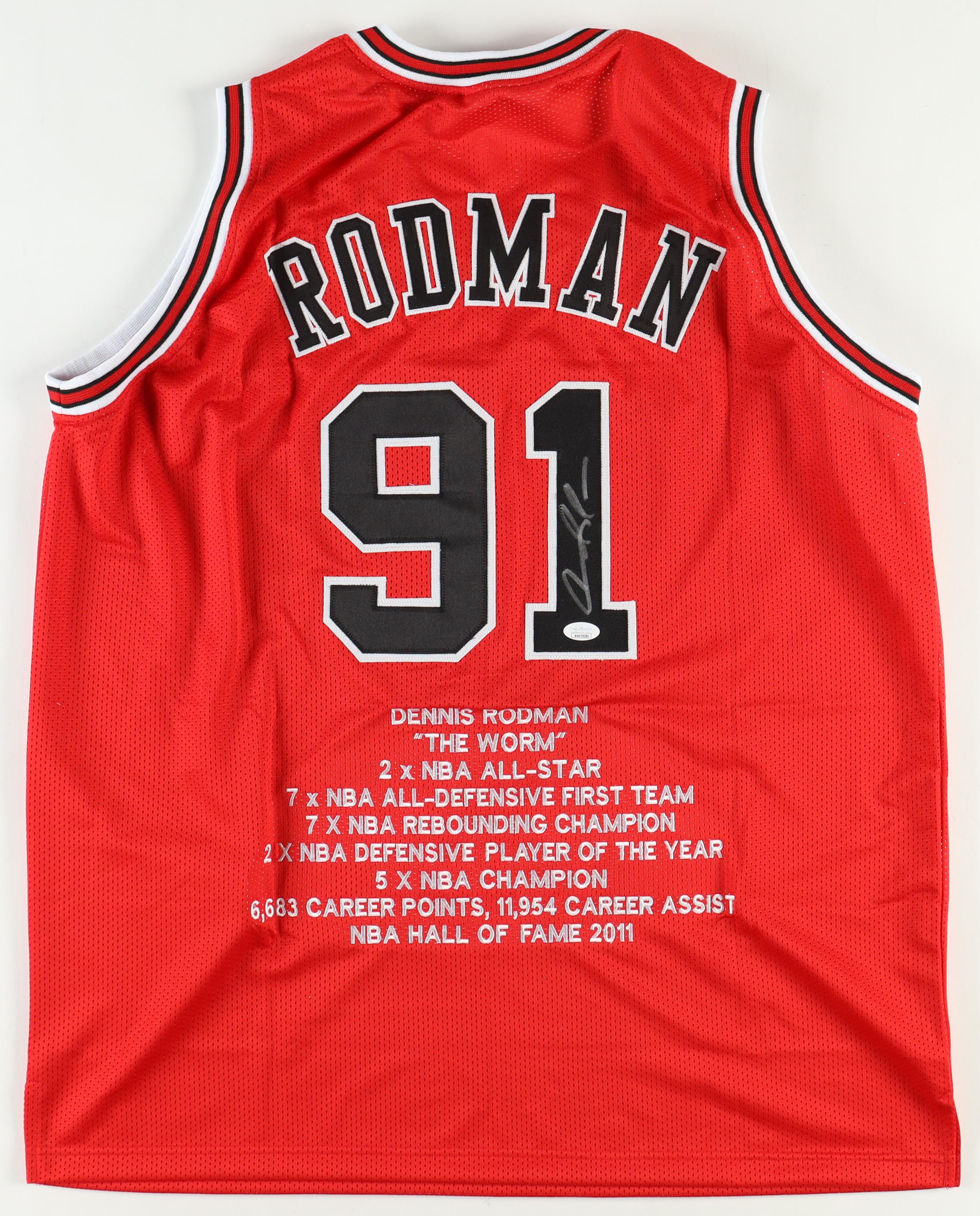 Dennis Rodman Signed Career Highlight Stat Jersey (JSA) at PristineAuction.com Dennis Rodman Signed Career Highlight Stat Jersey (JSA) at PristineAuction.com