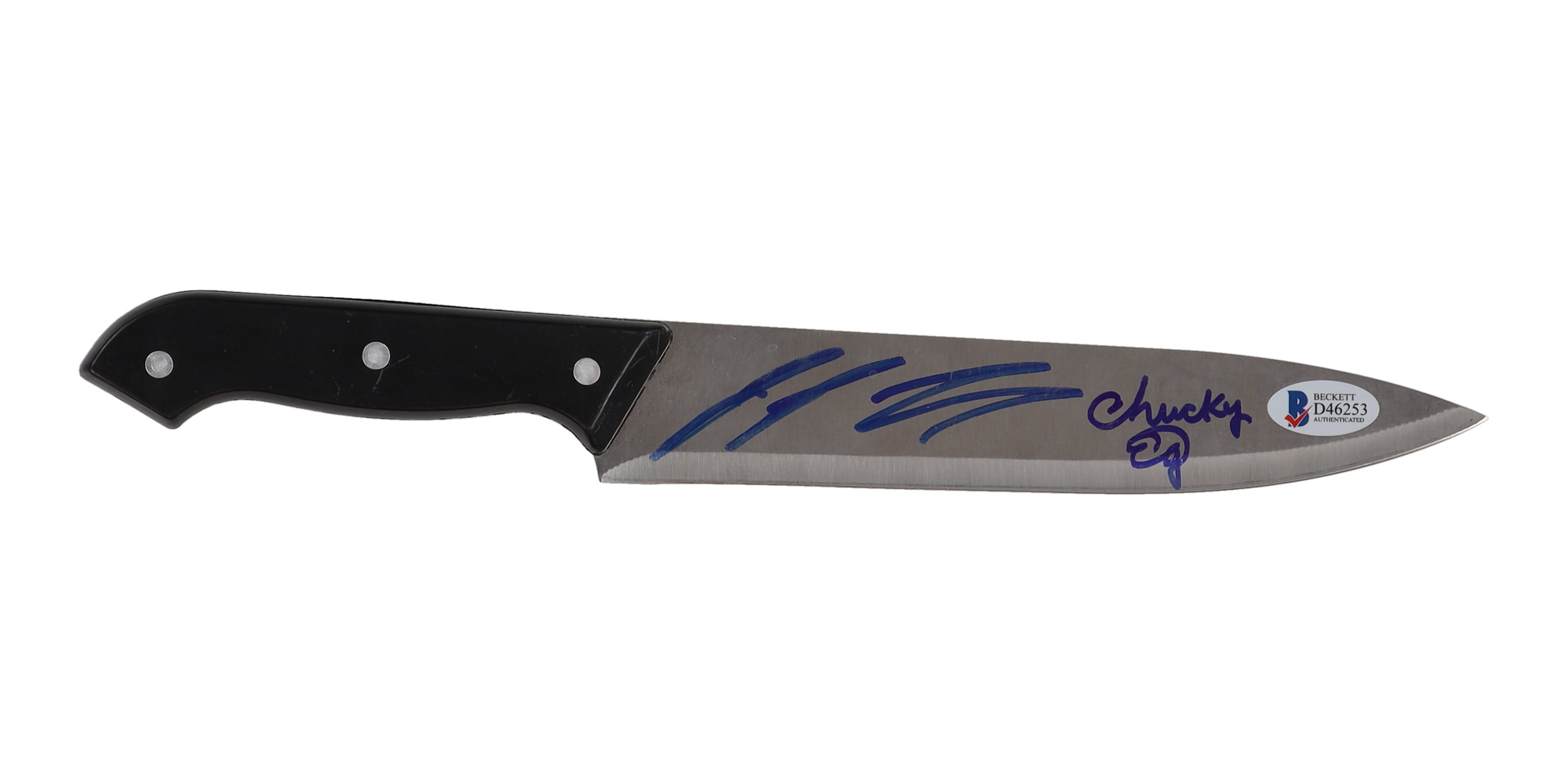 Ed Gale & Jennifer Tilly Signed "Chucky" Knife Inscribed "Chucky" (Beckett) at PristineAuction.com Ed Gale & Jennifer Tilly Signed "Chucky" Knife Inscribed "Chucky" (Beckett) at PristineAuction.com