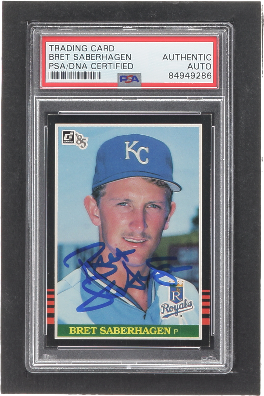 Bret Saberhagen Signed 1985 Donruss #222 RC (PSA) at PristineAuction.com Bret Saberhagen Signed 1985 Donruss #222 RC (PSA) at PristineAuction.com
