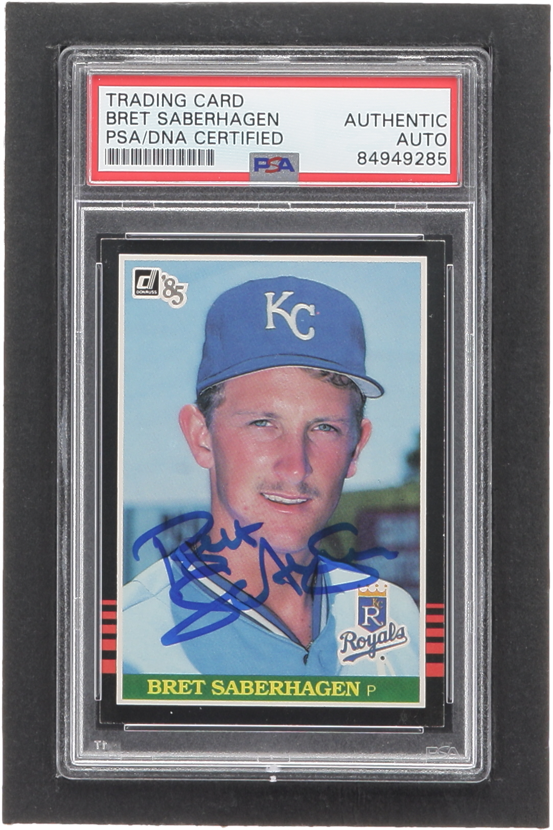 Bret Saberhagen Signed 1985 Donruss #222 RC (PSA) at PristineAuction.com Bret Saberhagen Signed 1985 Donruss #222 RC (PSA) at PristineAuction.com