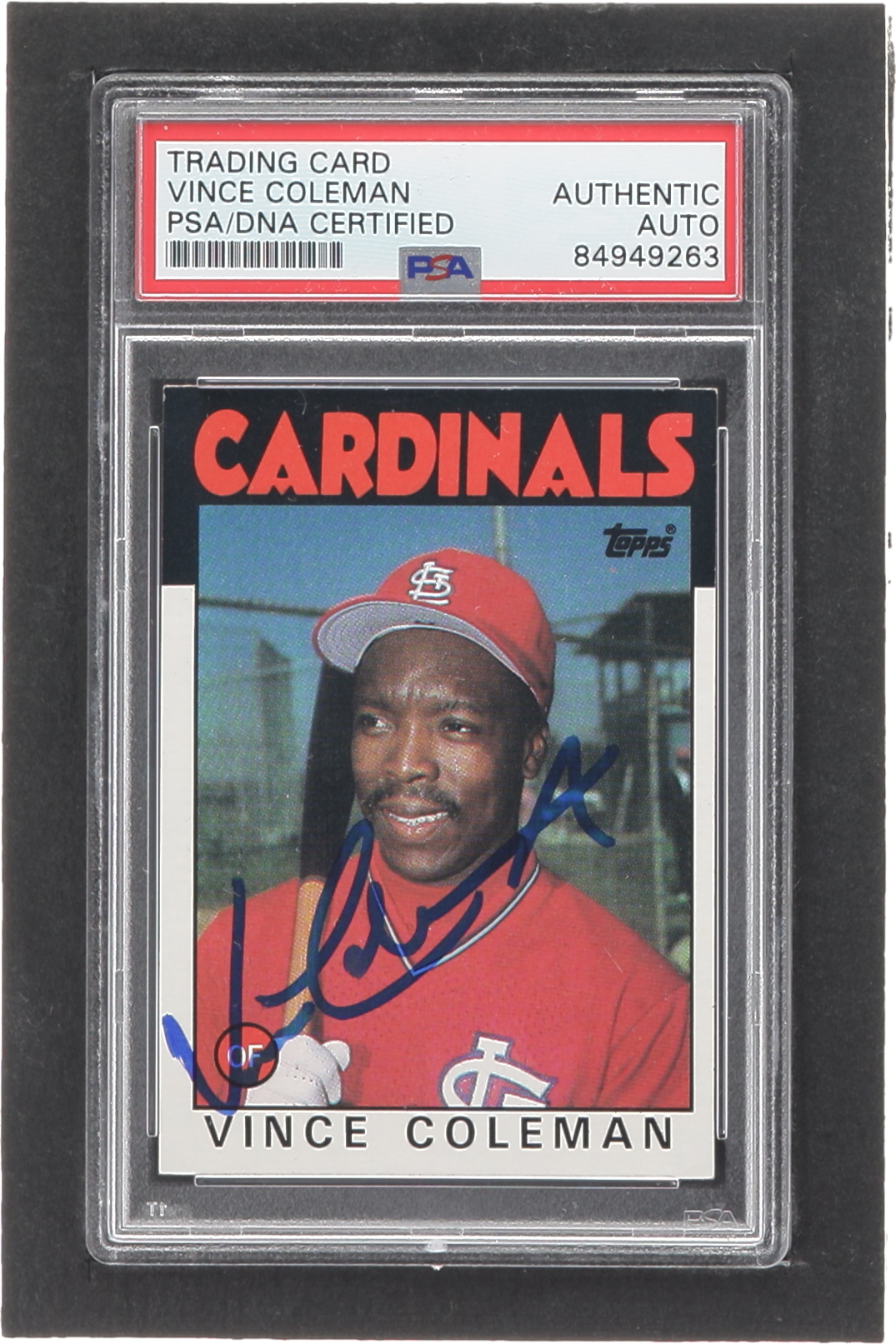 Vince Coleman Signed 1986 Topps #370 RC (PSA) at PristineAuction.com Vince Coleman Signed 1986 Topps #370 RC (PSA) at PristineAuction.com