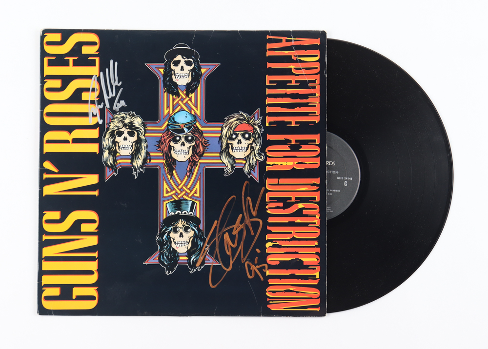 Slash & Steven Adler Signed "Appetite for Destruction" Vinyl Record Album (Beckett) at PristineAuction.com Slash & Steven Adler Signed "Appetite for Destruction" Vinyl Record Album (Beckett) at PristineAuction.com