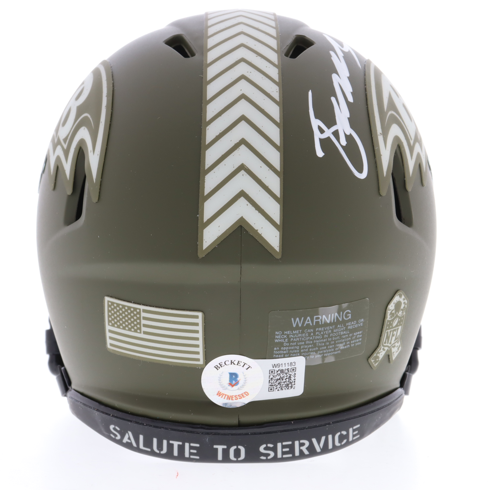 Zay Flowers Signed Ravens Salute to Service Alternate Speed Mini Helmet (Beckett) at PristineAuction.com Zay Flowers Signed Ravens Salute to Service Alternate Speed Mini Helmet (Beckett) at PristineAuction.com