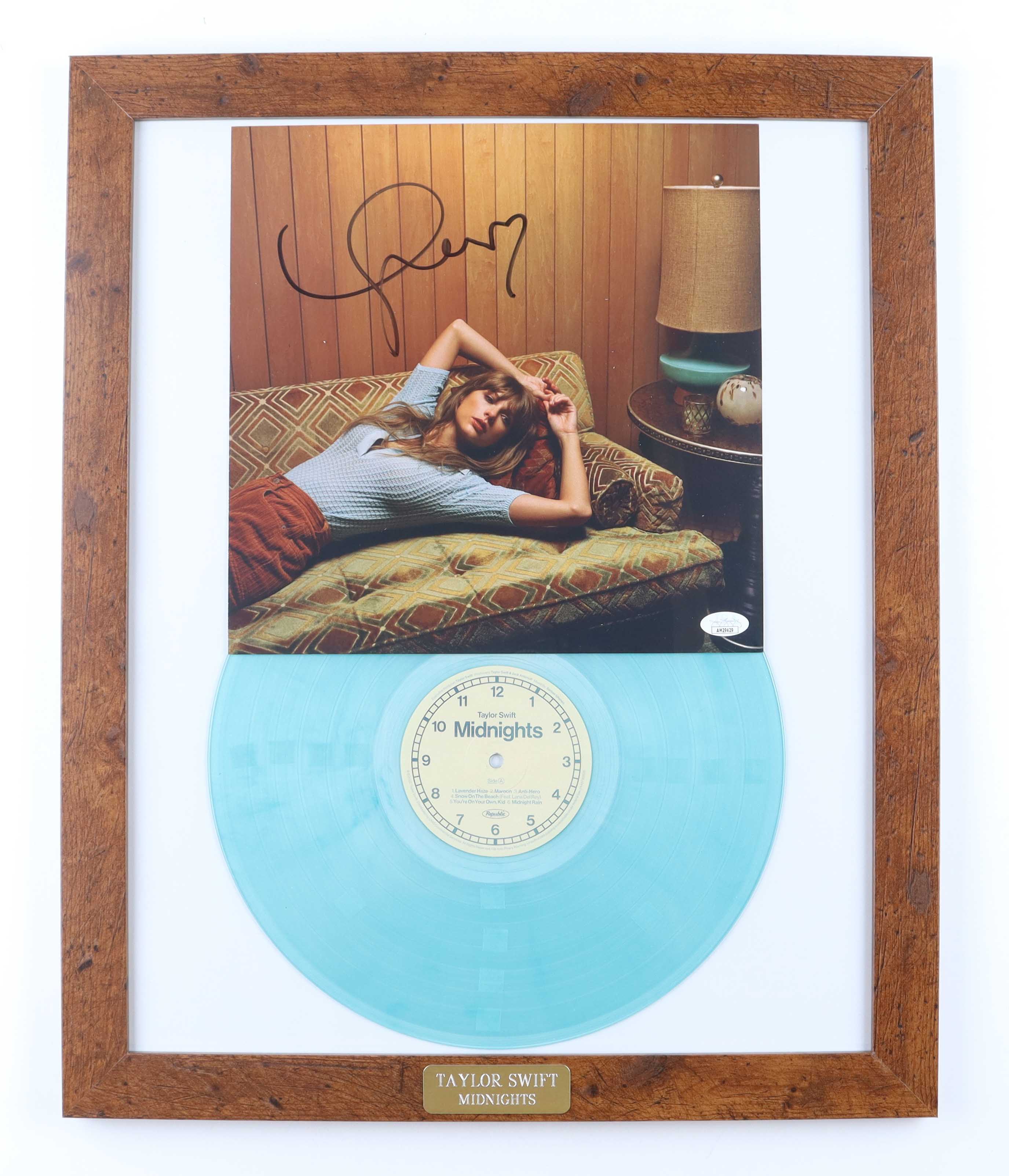 Taylor Swift Signed Custom Framed "Midnights" Vinyl Album Cover Display (JSA) at PristineAuction.com Taylor Swift Signed Custom Framed "Midnights" Vinyl Album Cover Display (JSA) at PristineAuction.com