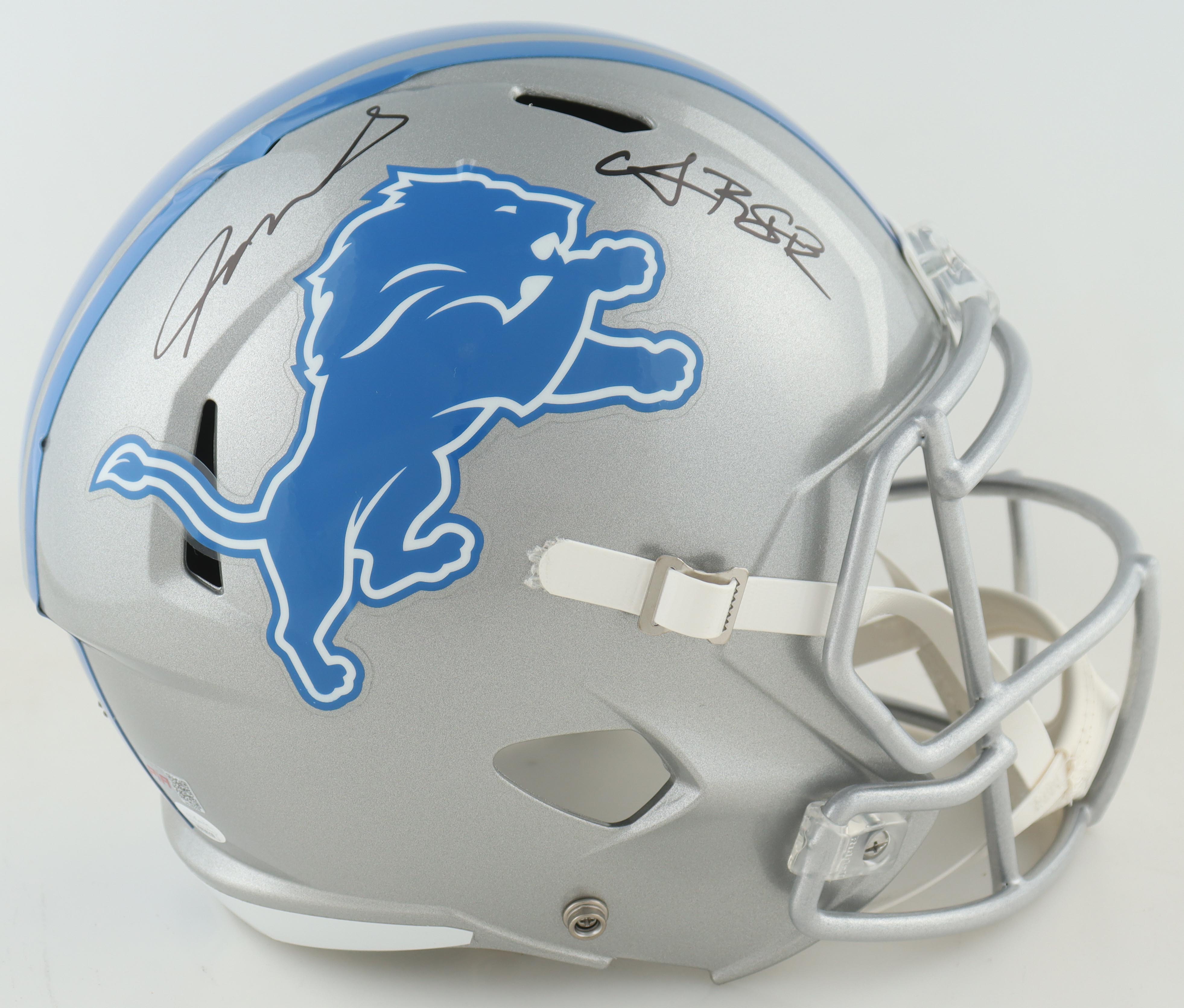 Jameson Williams & Amon-Ra St. Brown Signed Bears Full-Size Flash Alternate Speed Helmet (JSA) at PristineAuction.com Jameson Williams & Amon-Ra St. Brown Signed Bears Full-Size Flash Alternate Speed Helmet (JSA) at PristineAuction.com