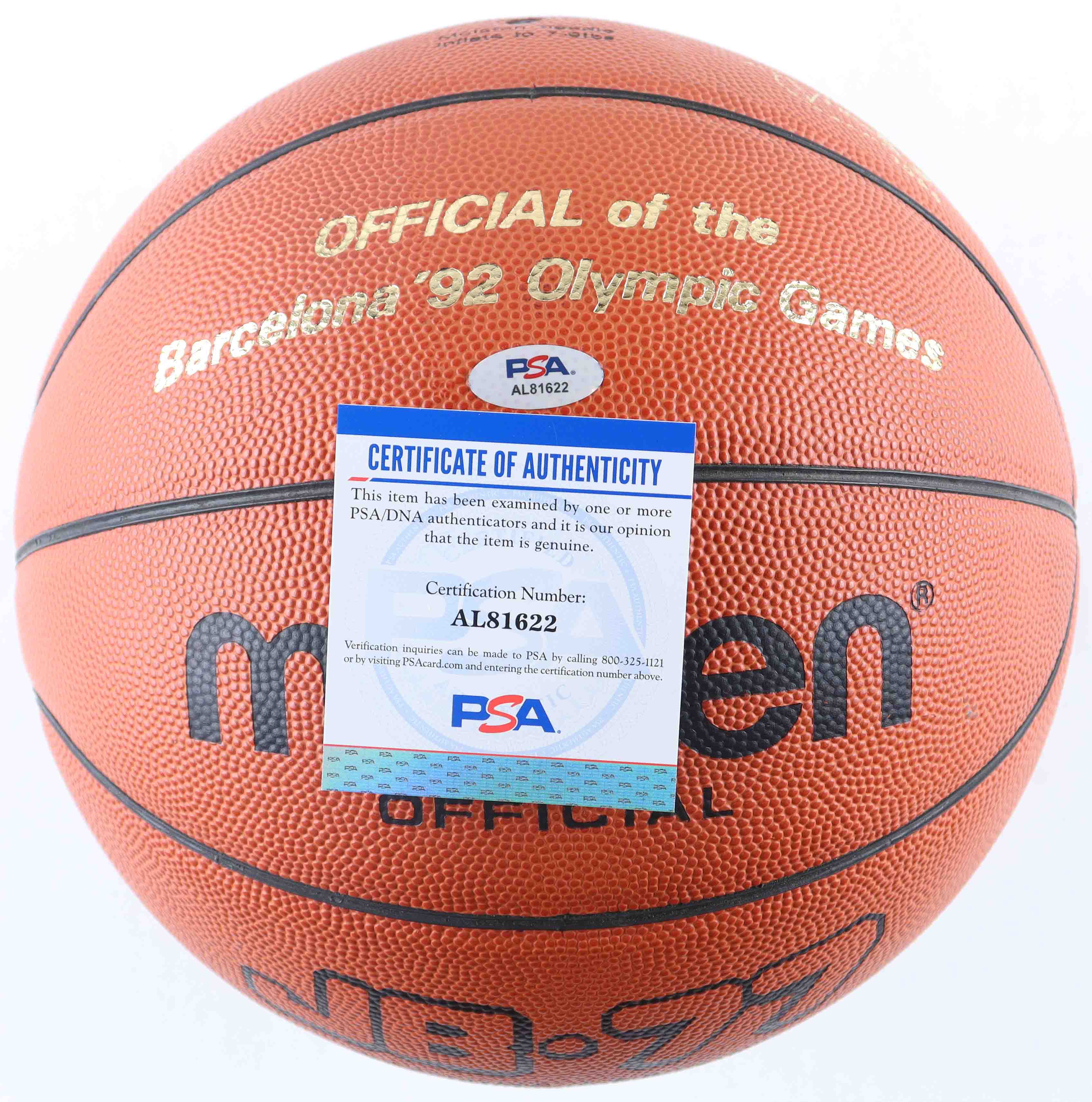 Karl Malone Signed Official Molten '92 Olympic Games Basketball (PSA) at PristineAuction.com Karl Malone Signed Official Molten '92 Olympic Games Basketball (PSA) at PristineAuction.com