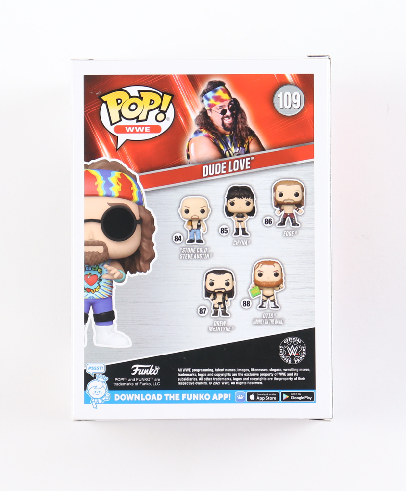 Mick Foley Signed "WWE" #109 Dude Love Funko Pop! Vinyl Figure Inscribed "Owww!" (SWAU) at PristineAuction.com Mick Foley Signed "WWE" #109 Dude Love Funko Pop! Vinyl Figure Inscribed "Owww!" (SWAU) at PristineAuction.com