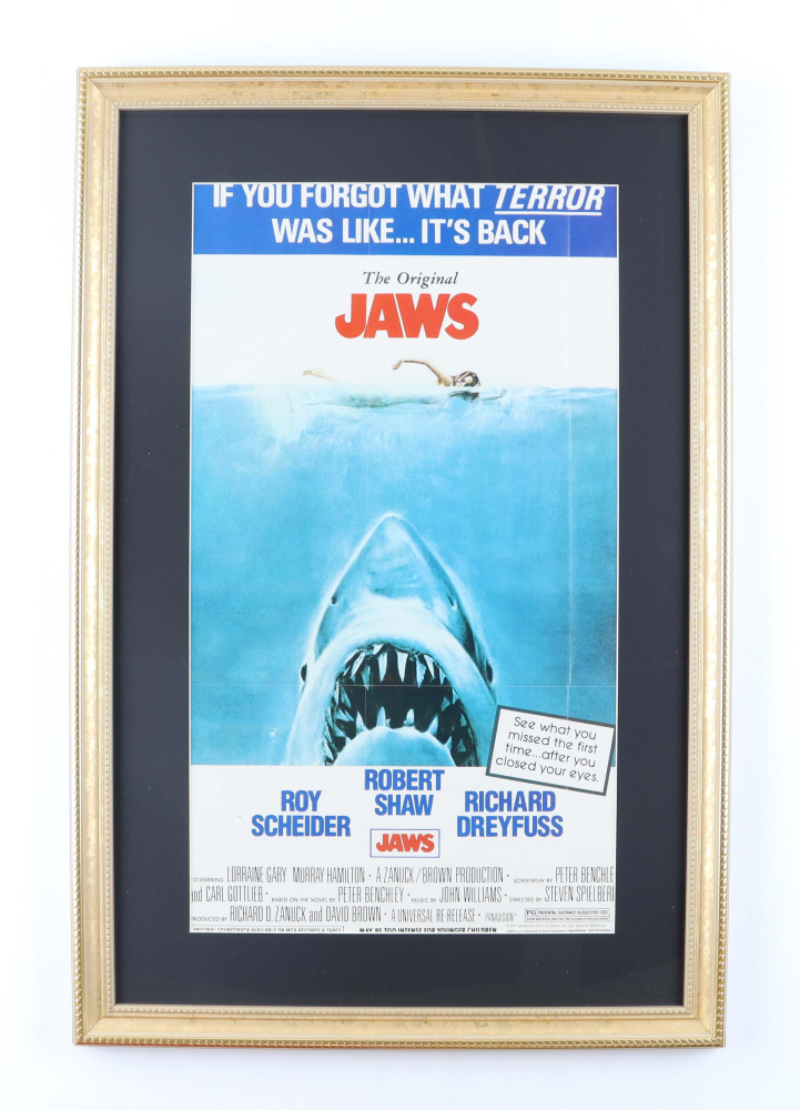 Jaws Custom Framed Movie Poster Pristine Auction Jaws Custom Framed Movie Poster Pristine Auction
