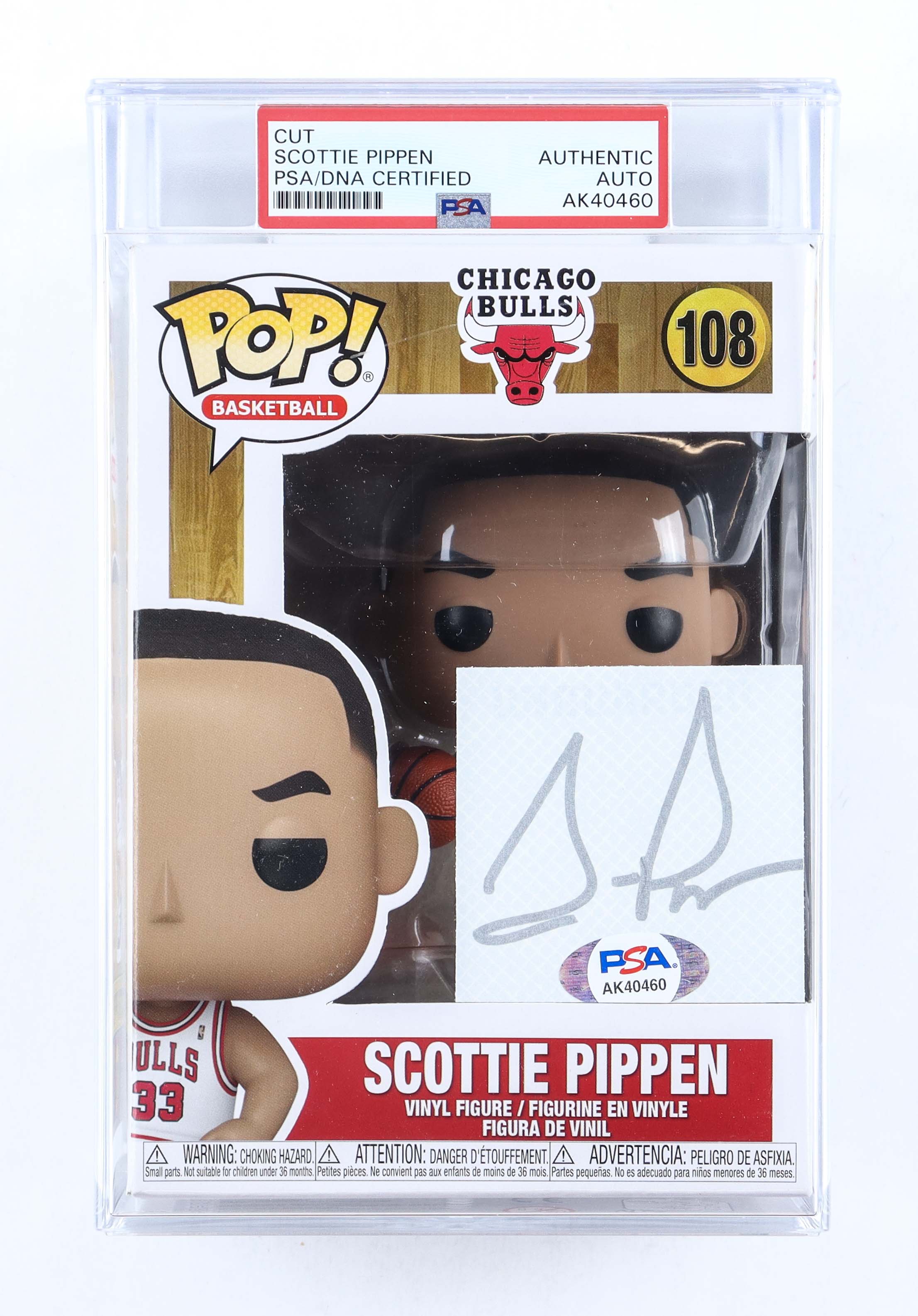 Scottie Pippen Signed Cut with Bulls #108 Funko Pop! Vinyl Figure (PSA) at PristineAuction.com Scottie Pippen Signed Cut with Bulls #108 Funko Pop! Vinyl Figure (PSA) at PristineAuction.com