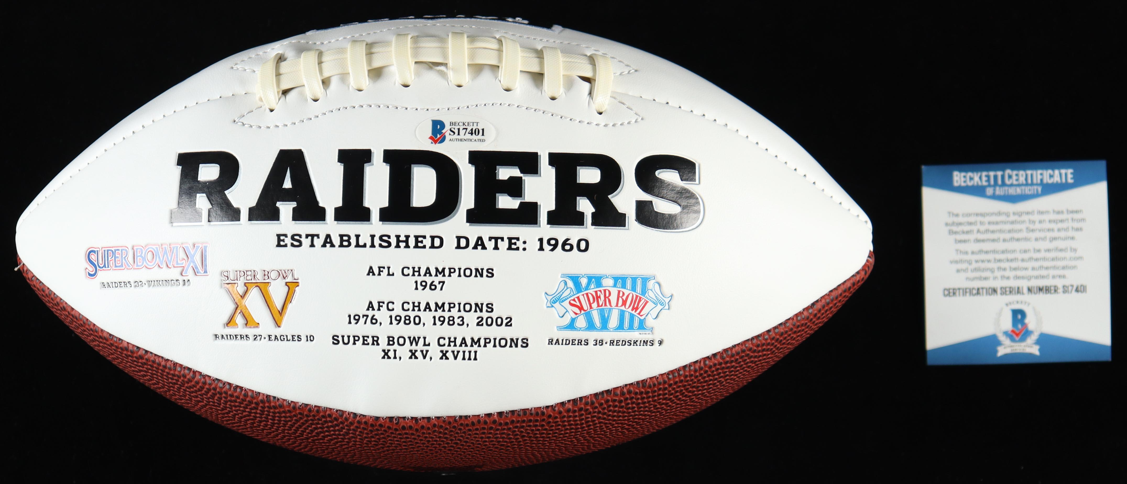 Jim Otto Signed Raiders Logo Football Inscribed "H.O.F. 1980" (Beckett) at PristineAuction.com Jim Otto Signed Raiders Logo Football Inscribed "H.O.F. 1980" (Beckett) at PristineAuction.com