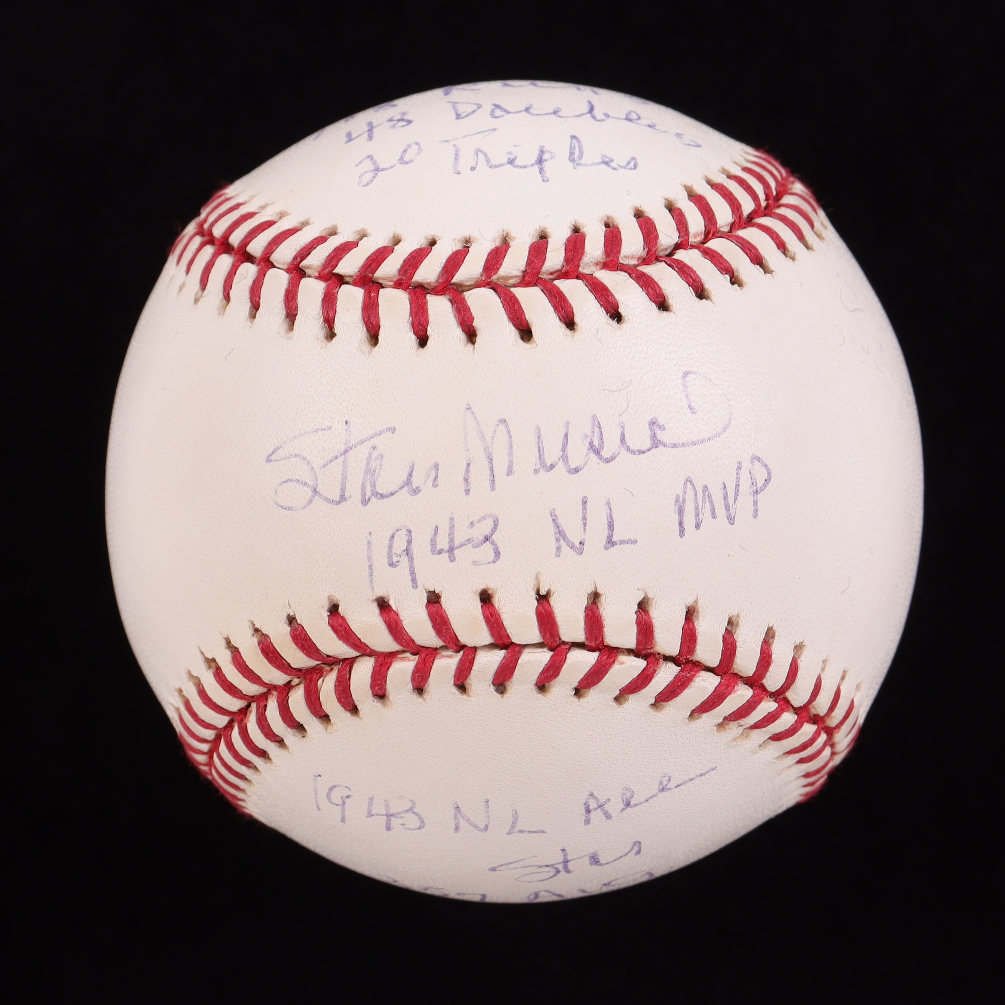 Stan Musial Signed OML Baseball Inscribed With Multiple Career Stats (Reggie Jackson) at PristineAuction.com Stan Musial Signed OML Baseball Inscribed With Multiple Career Stats (Reggie Jackson) at PristineAuction.com