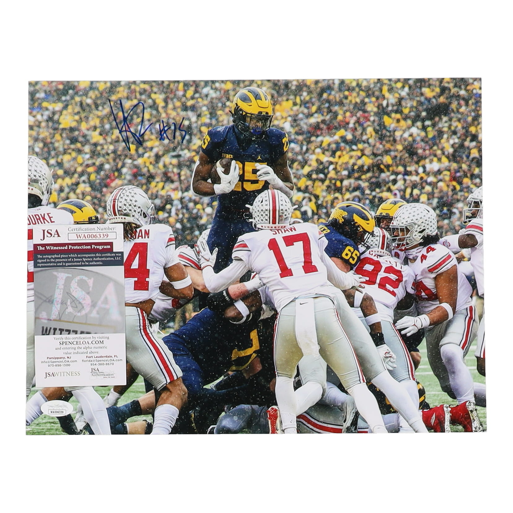 Hassan Haskins Signed Michigan Wolverines 11x14 Photo (JSA) at PristineAuction.com Hassan Haskins Signed Michigan Wolverines 11x14 Photo (JSA) at PristineAuction.com