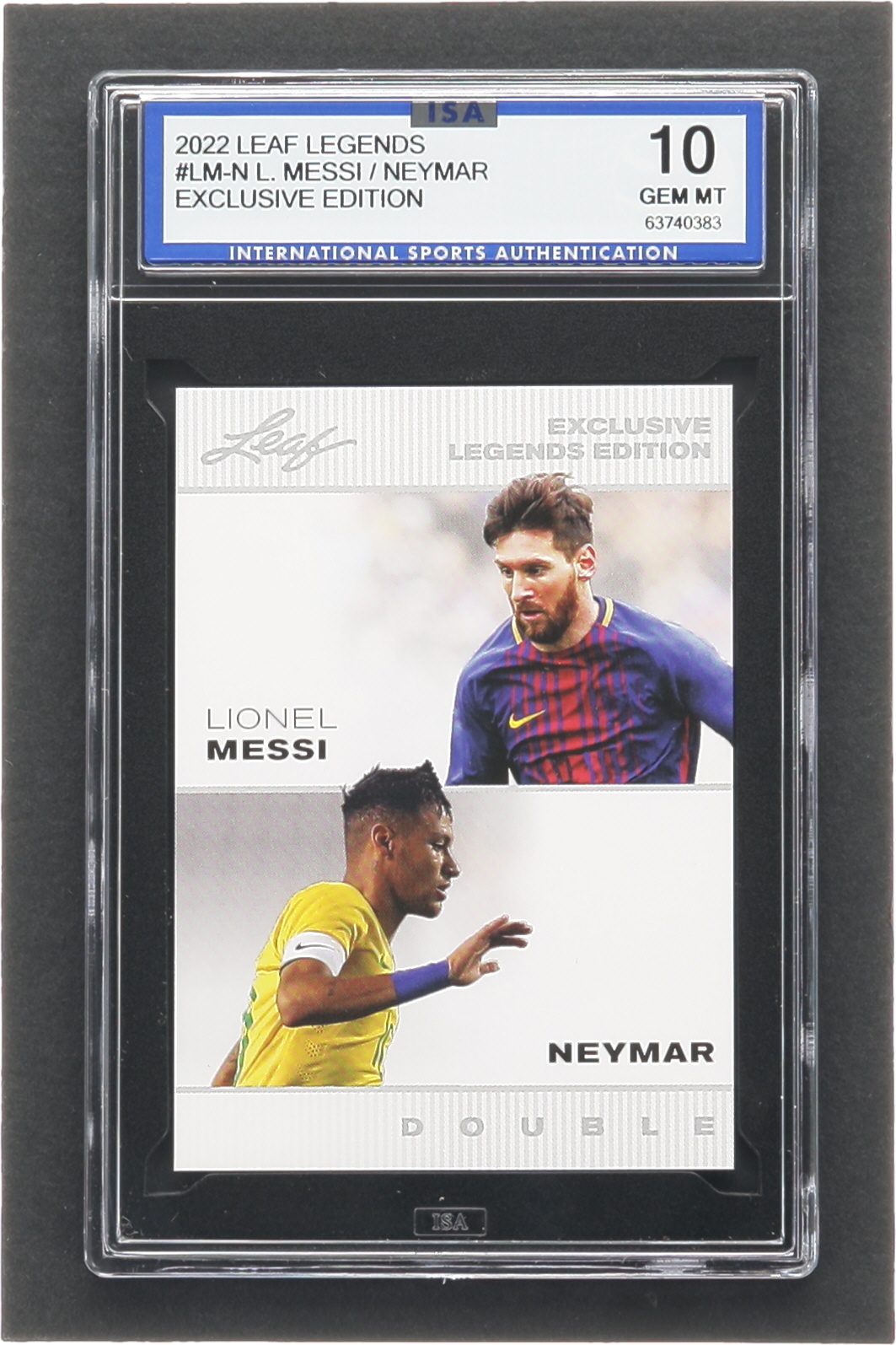 Lionel Messi / Neymar 2022 Leaf Legends Exclusive Edition #LMN (ISA 10) at PristineAuction.com Lionel Messi / Neymar 2022 Leaf Legends Exclusive Edition #LMN (ISA 10) at PristineAuction.com