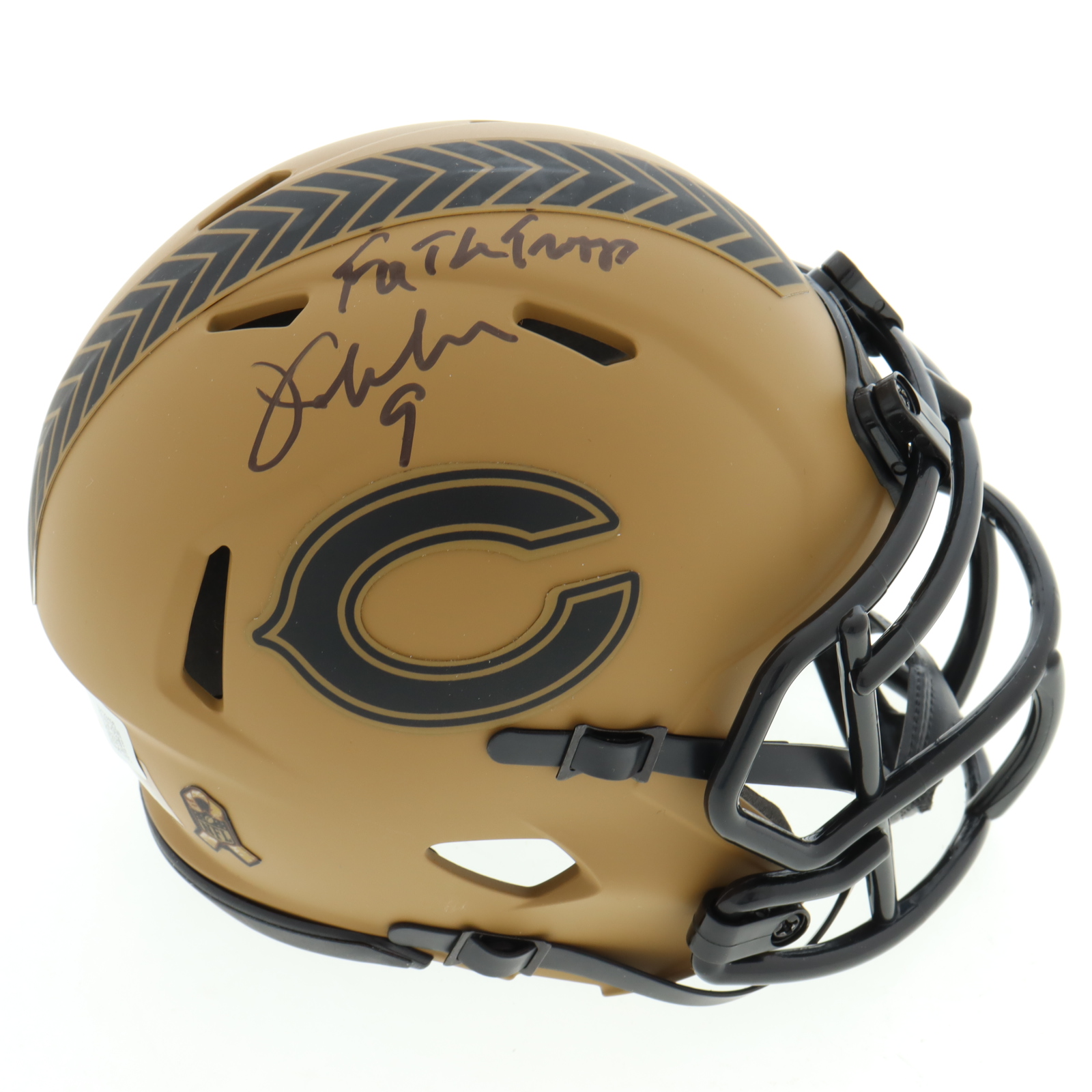 Jim McMahon Signed Bears Salute To Service Speed Mini Helmet Inscribed "For The Troops" (Beckett) at PristineAuction.com Jim McMahon Signed Bears Salute To Service Speed Mini Helmet Inscribed "For The Troops" (Beckett) at PristineAuction.com