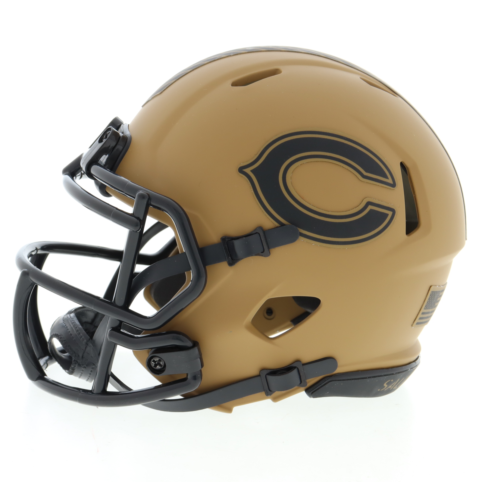 Jim McMahon Signed Bears Salute To Service Speed Mini Helmet Inscribed "For The Troops" (Beckett) at PristineAuction.com Jim McMahon Signed Bears Salute To Service Speed Mini Helmet Inscribed "For The Troops" (Beckett) at PristineAuction.com