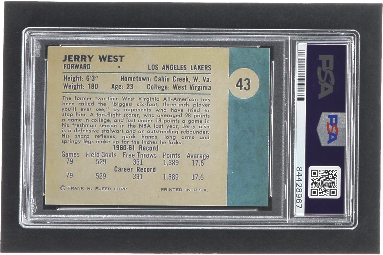 Jerry West Signed Trading Card (PSA) at PristineAuction.com Jerry West Signed Trading Card (PSA) at PristineAuction.com