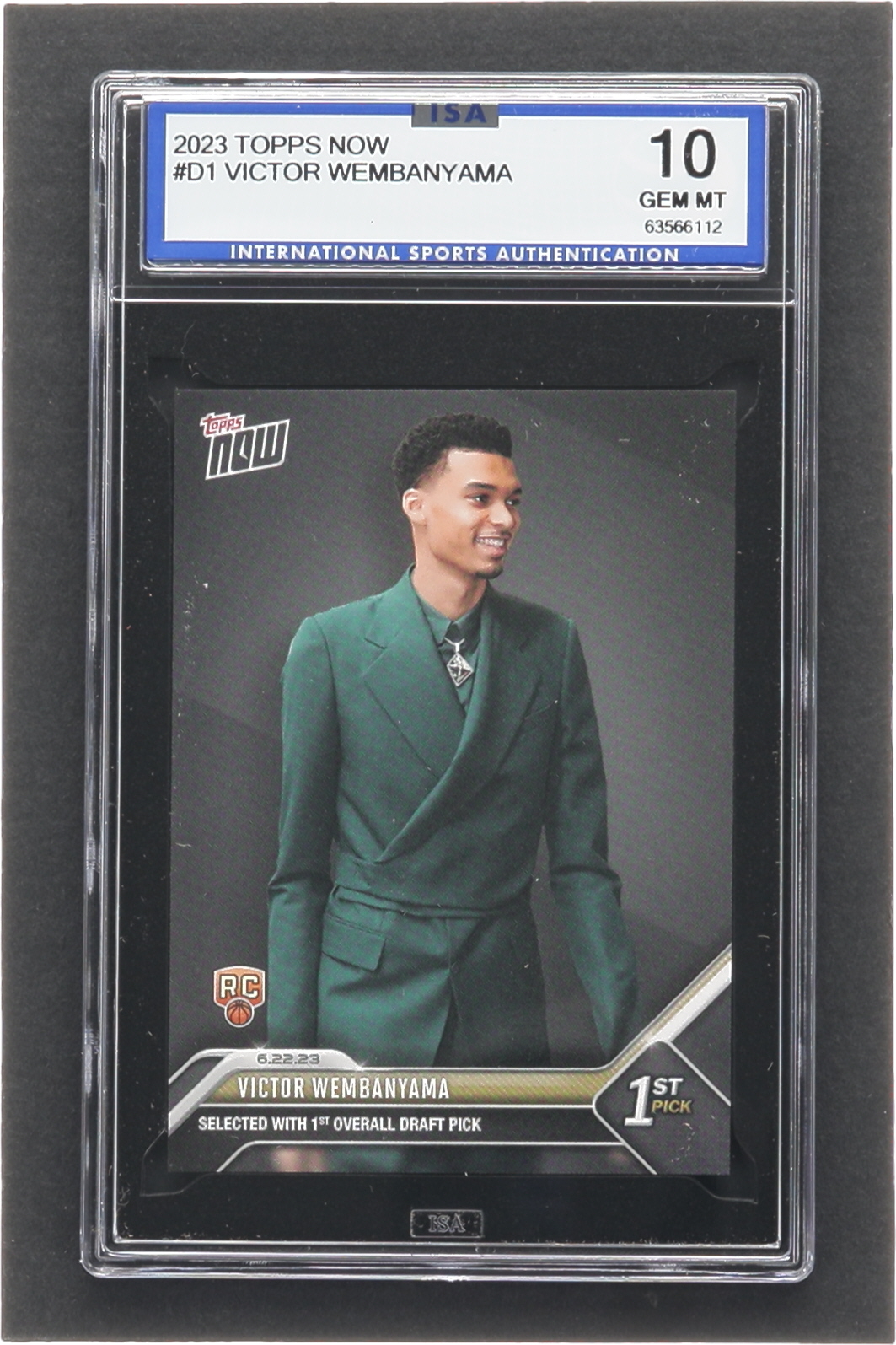 Victor Wembanyama 2023 Topps Now Draft #D1 RC (ISA 10) at PristineAuction.com Victor Wembanyama 2023 Topps Now Draft #D1 RC (ISA 10) at PristineAuction.com