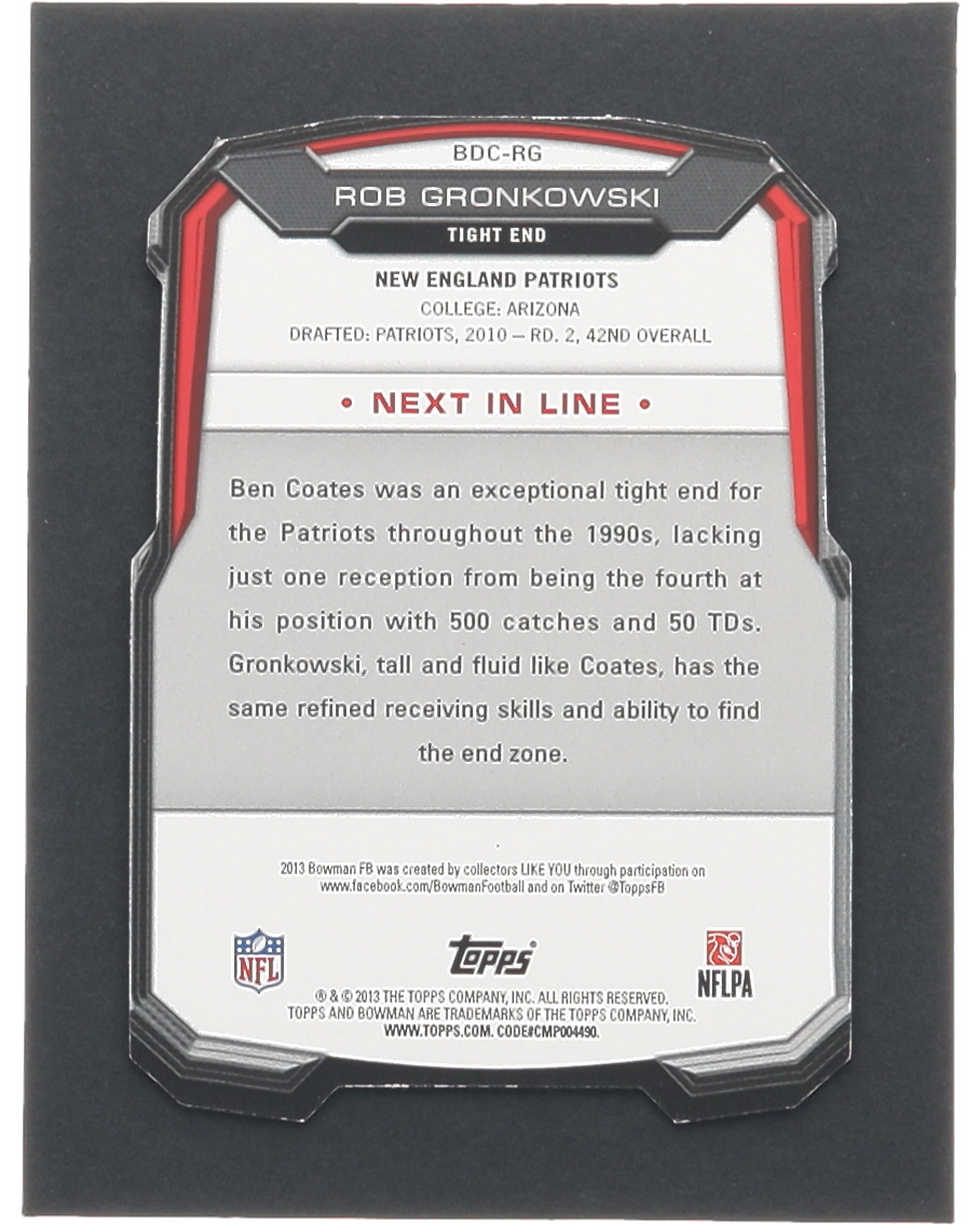 Rob Gronkowski 2013 Bowman Die Cut Prism #BDCRG #78/99 at PristineAuction.com Rob Gronkowski 2013 Bowman Die Cut Prism #BDCRG #78/99 at PristineAuction.com