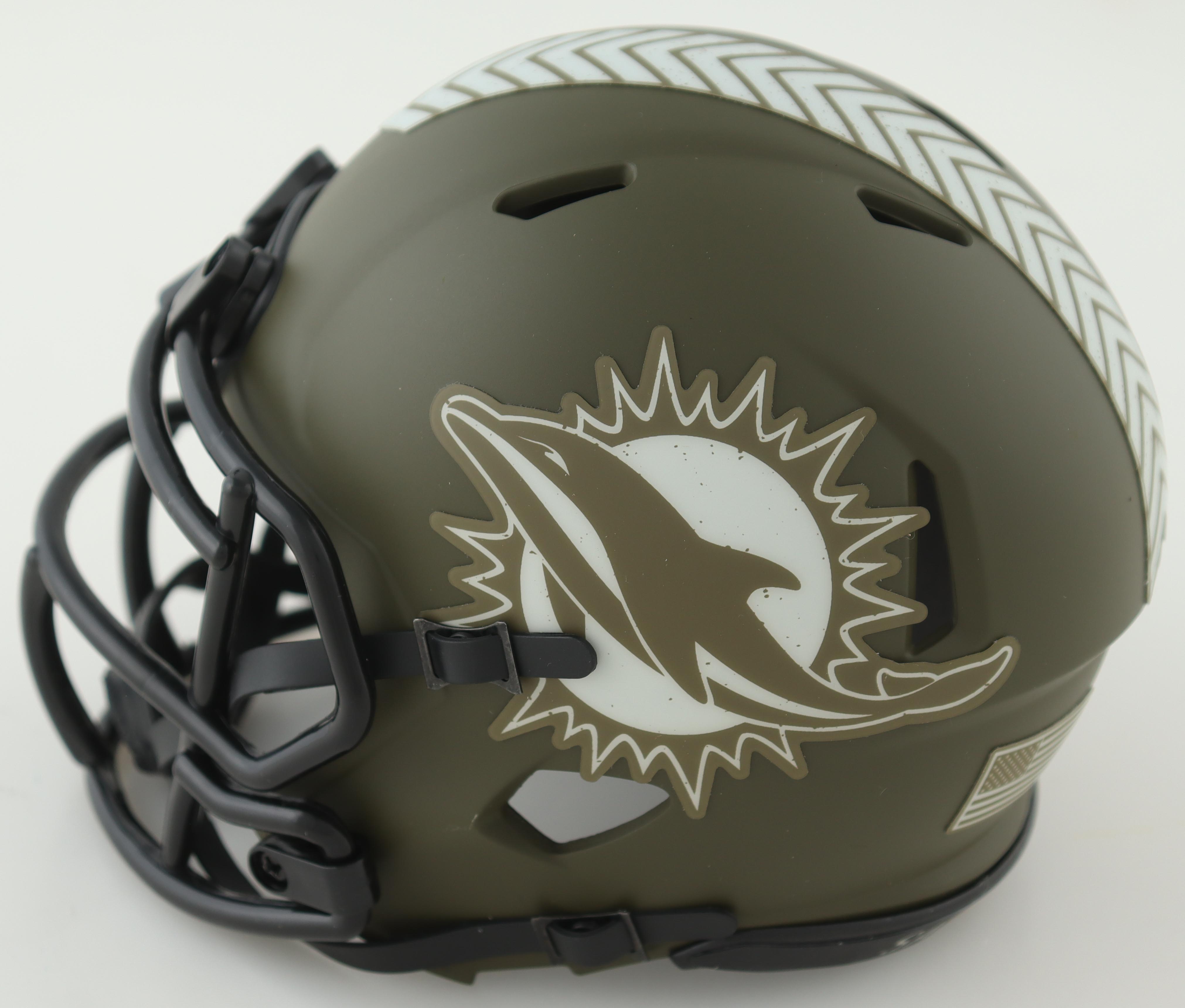 Jalen Waddle Signed Dolphins Salute To Service Alternate Speed Mini Helmet (JSA) at PristineAuction.com Jalen Waddle Signed Dolphins Salute To Service Alternate Speed Mini Helmet (JSA) at PristineAuction.com