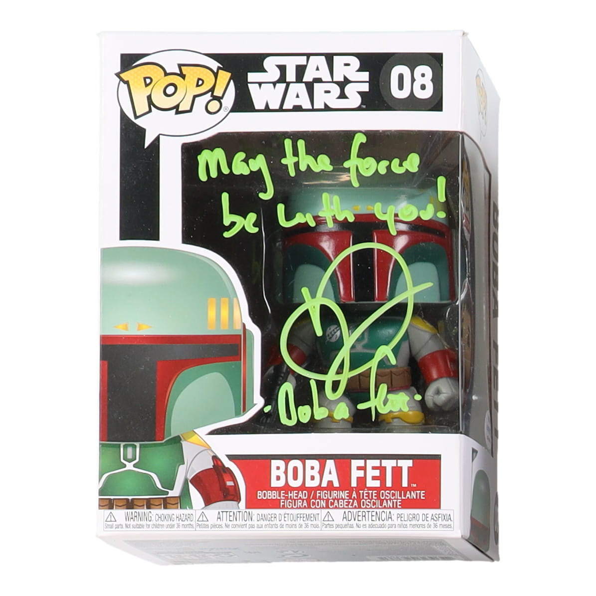 Daniel Logan Signed "Star Wars" #08 Boba Fett Funko Pop! Vinyl Figure Inscribed "May the Force Be With You" & "Boba Fett" (AutographCOA) at PristineAuction.com Daniel Logan Signed "Star Wars" #08 Boba Fett Funko Pop! Vinyl Figure Inscribed "May the Force Be With You" & "Boba Fett" (AutographCOA) at PristineAuction.com