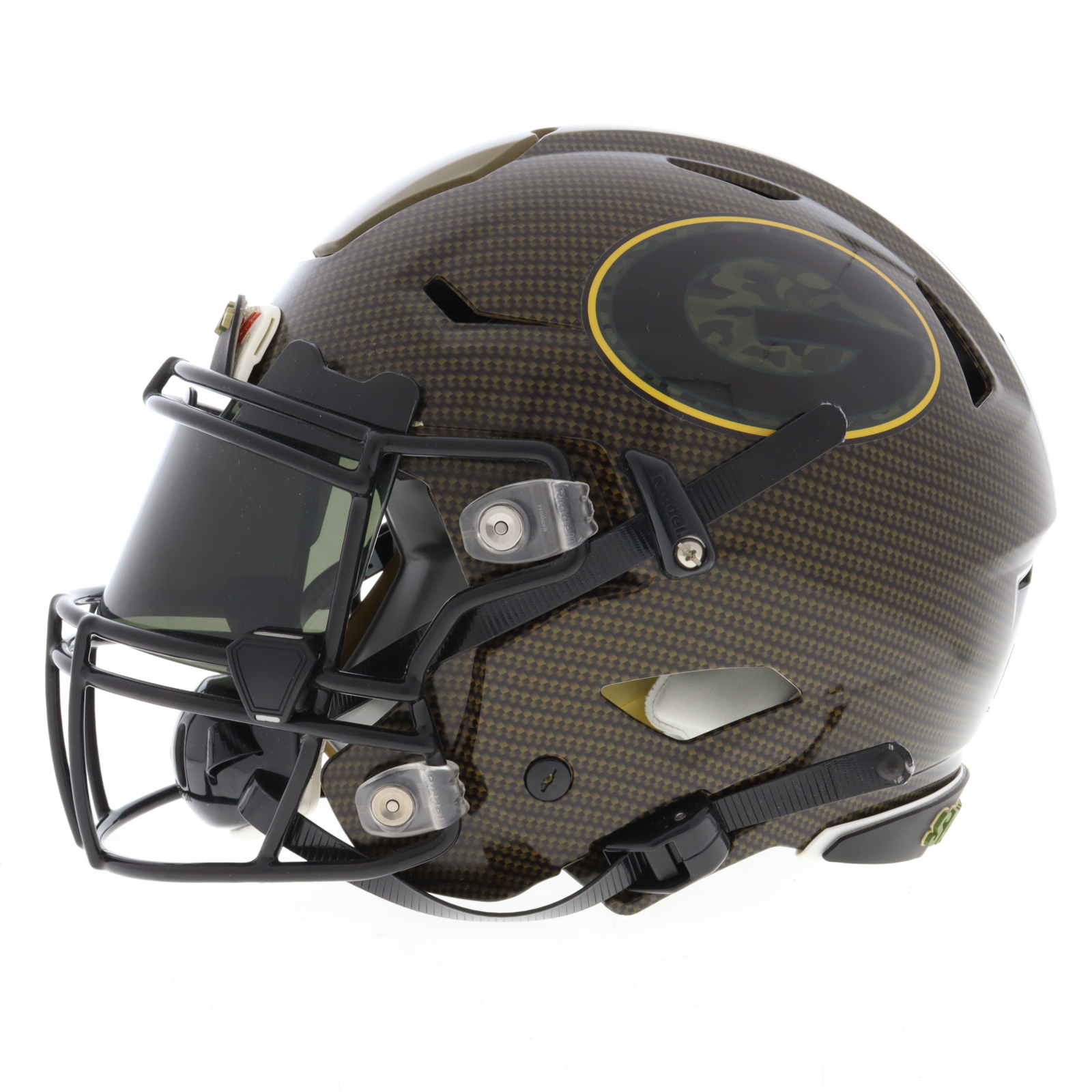 Brett Favre Signed Packers Full Size Authentic On-Field Salute to Service Alternate Speed-Flex Helmet With Visor (Favre) at PristineAuction.com Brett Favre Signed Packers Full Size Authentic On-Field Salute to Service Alternate Speed-Flex Helmet With Visor (Favre) at PristineAuction.com