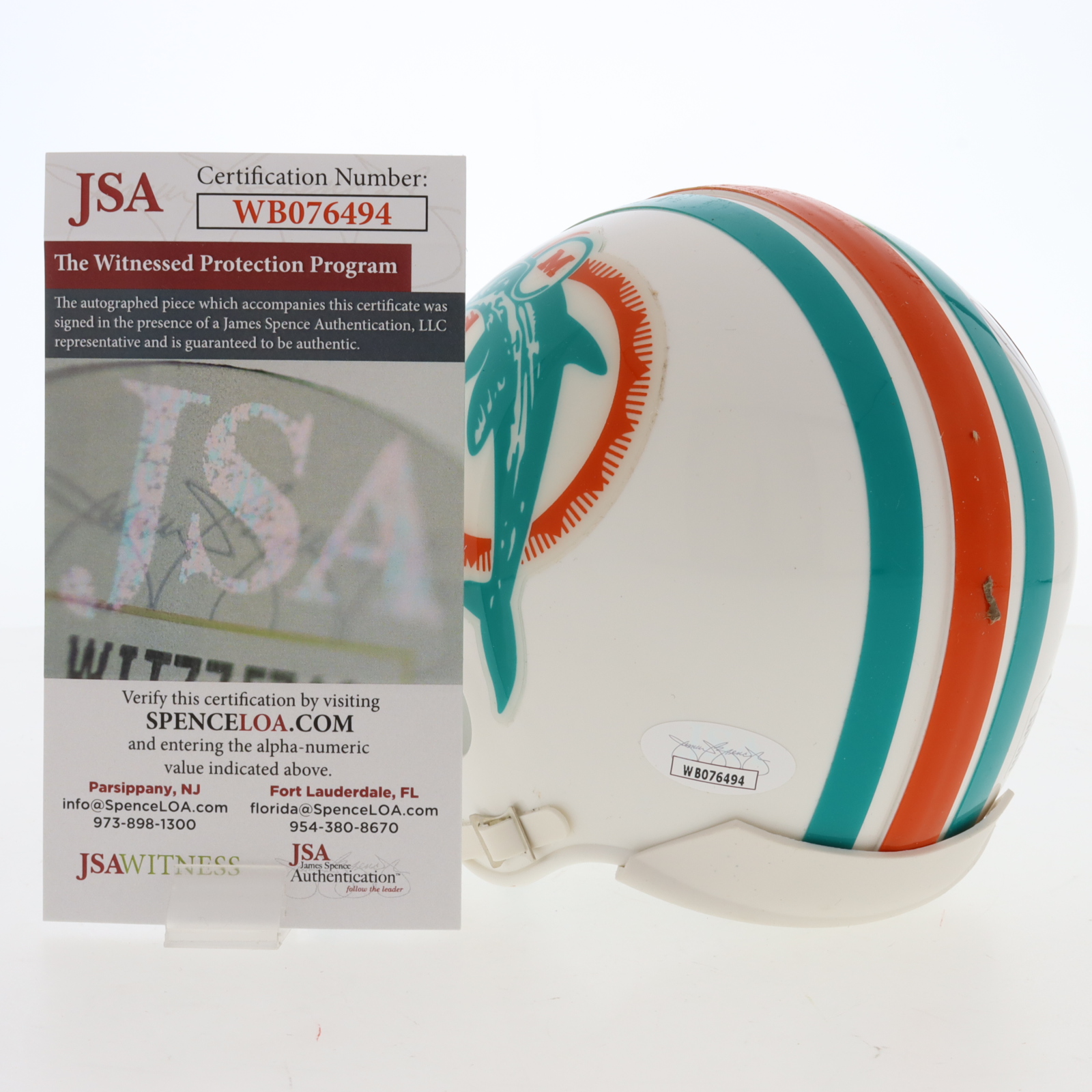 Bob Griese Signed Dolphins Throwback Mini Helmet Inscribed "1972 17-0" (Beckett) at PristineAuction.com Bob Griese Signed Dolphins Throwback Mini Helmet Inscribed "1972 17-0" (Beckett) at PristineAuction.com