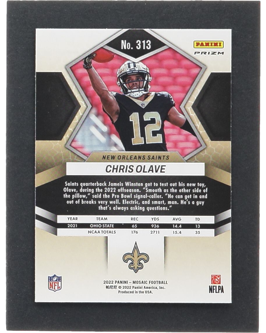 Chris Olave 2022 Panini Mosaic Mosaic Camo Pink #313 RC at PristineAuction.com Chris Olave 2022 Panini Mosaic Mosaic Camo Pink #313 RC at PristineAuction.com