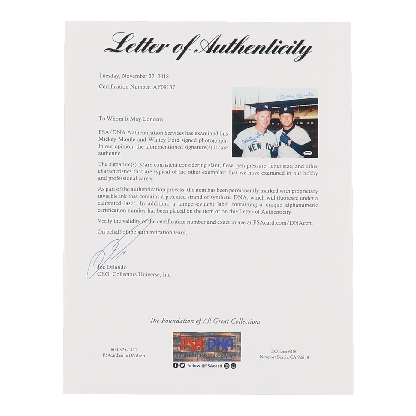 Mickey Mantle & Whitey Ford Signed Yankees 8x10 Photo (PSA) at PristineAuction.com Mickey Mantle & Whitey Ford Signed Yankees 8x10 Photo (PSA) at PristineAuction.com