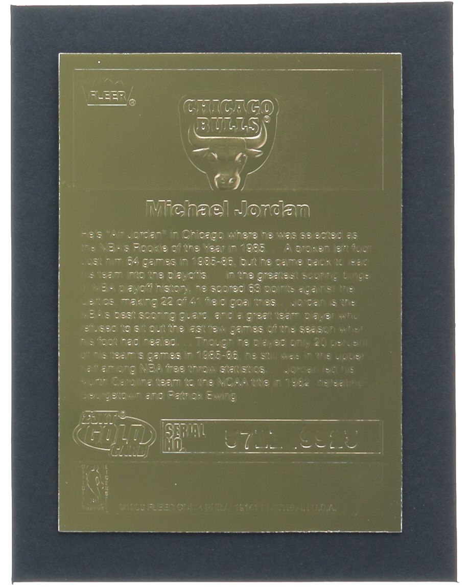 Michael Jordan 1999 Fleer Retirement 23Kt Gold Card at PristineAuction.com Michael Jordan 1999 Fleer Retirement 23Kt Gold Card at PristineAuction.com