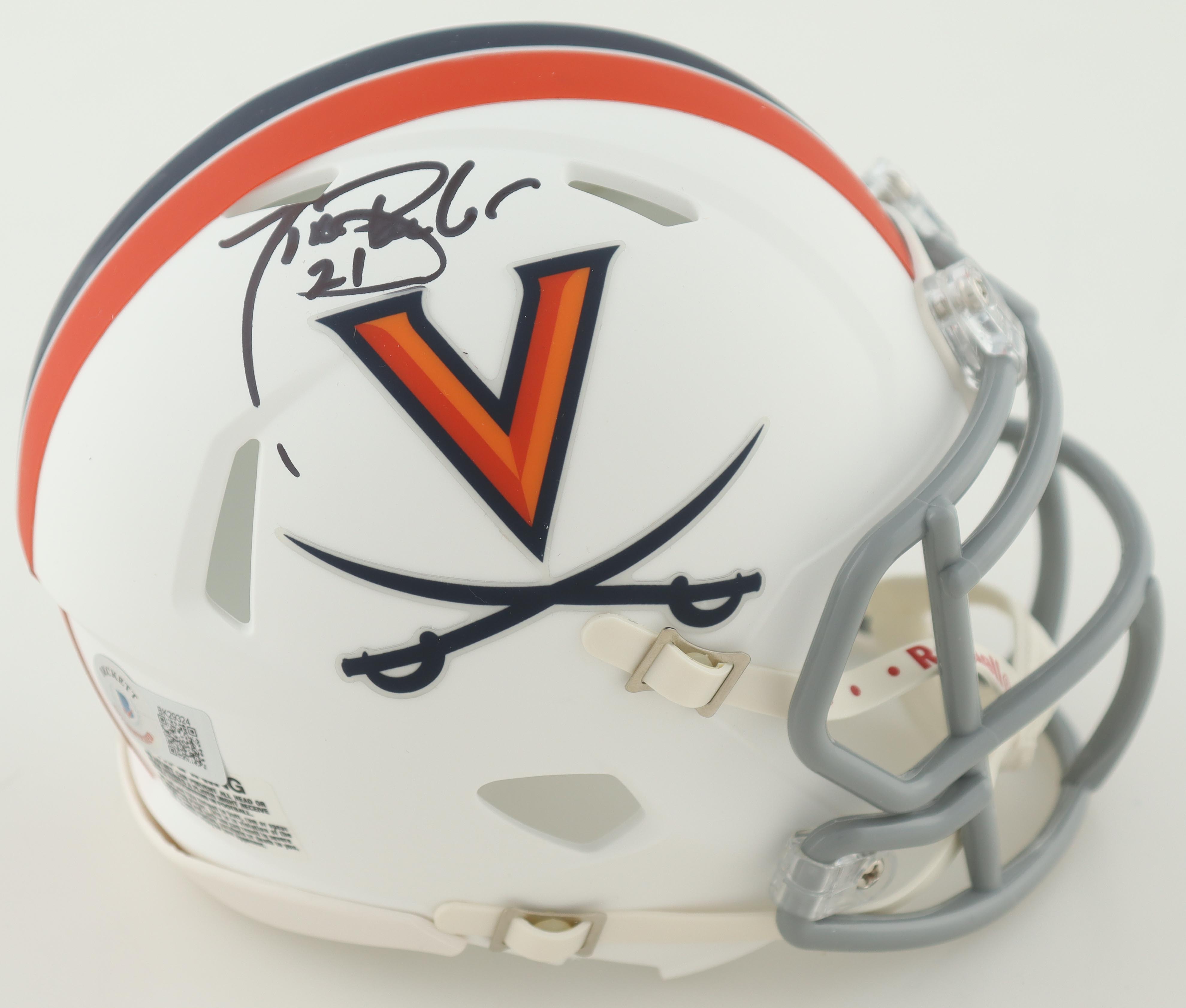 Tiki Barber Signed Virginia Cavaliers Mini Speed Helmet (Beckett) at PristineAuction.com Tiki Barber Signed Virginia Cavaliers Mini Speed Helmet (Beckett) at PristineAuction.com