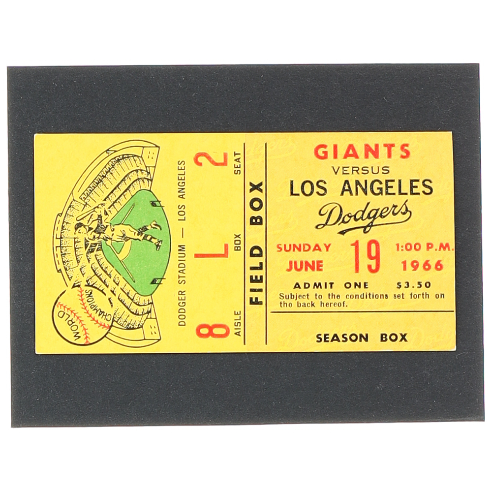 Original 1966 Dodger Stadium Season Tickets Field Box Ticket Stub