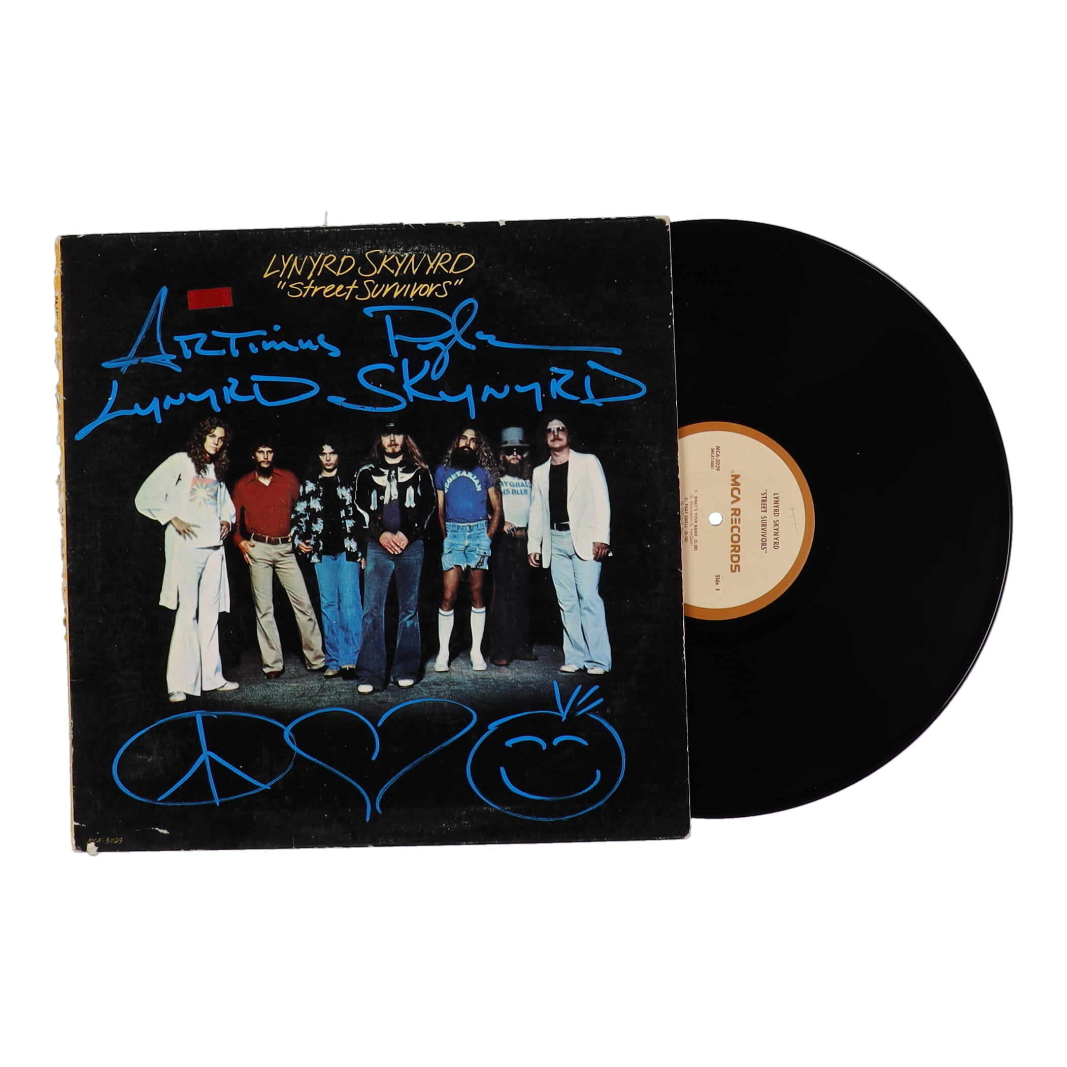 Artimus Pyle Signed Lynyrd Skynyrd "Street Survivors" Vinyl Record Album Inscribed "Lynyrd Skynyrd" with Peace, Love & Happiness Hand-Drawn Sketch (ACOA) at PristineAuction.com Artimus Pyle Signed Lynyrd Skynyrd "Street Survivors" Vinyl Record Album Inscribed "Lynyrd Skynyrd" with Peace, Love & Happiness Hand-Drawn Sketch (ACOA) at PristineAuction.com