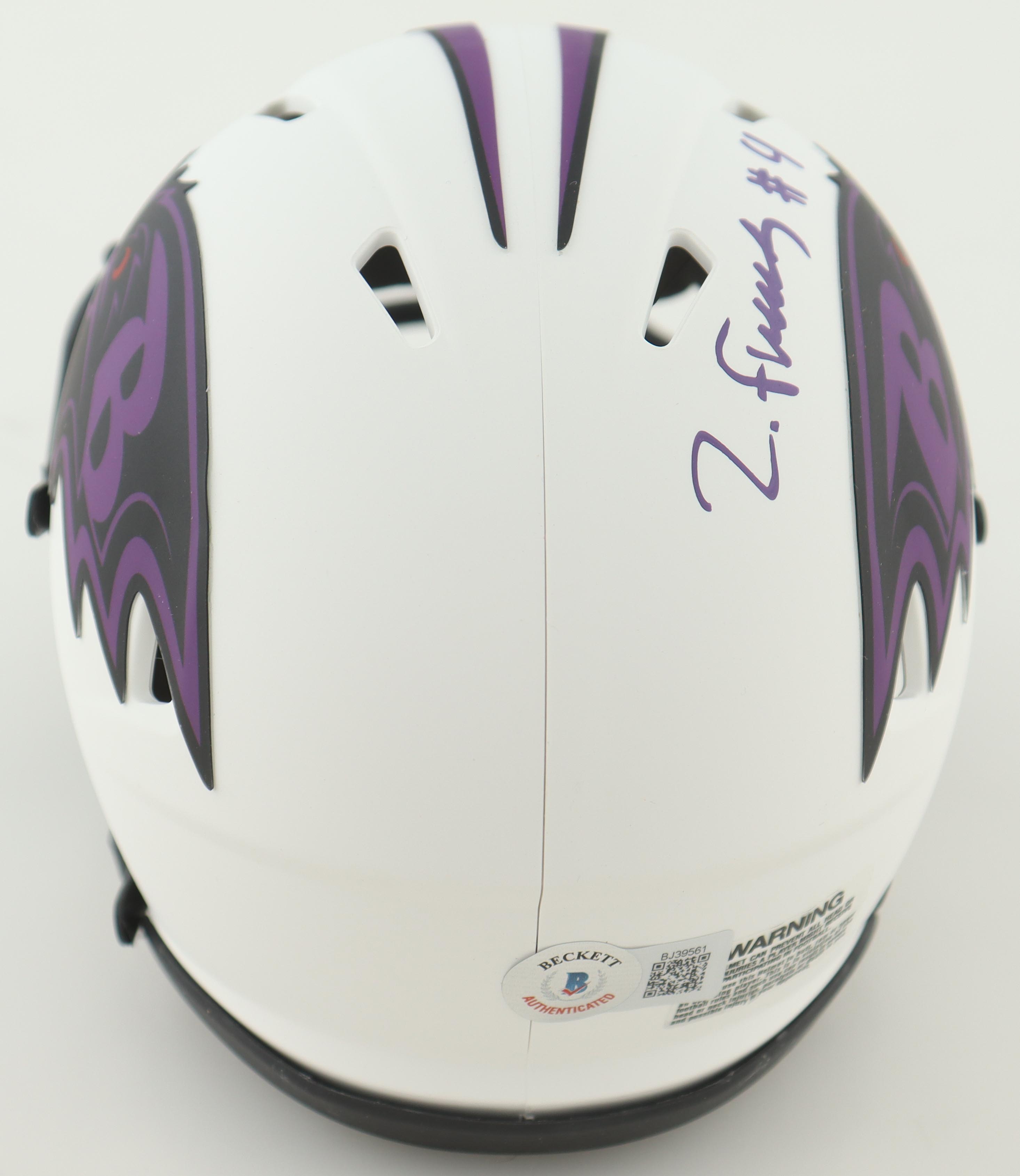 Zay Flowers Signed Ravens Lunar Eclipse Alternate Speed Mini Helmet (Beckett) at PristineAuction.com Zay Flowers Signed Ravens Lunar Eclipse Alternate Speed Mini Helmet (Beckett) at PristineAuction.com