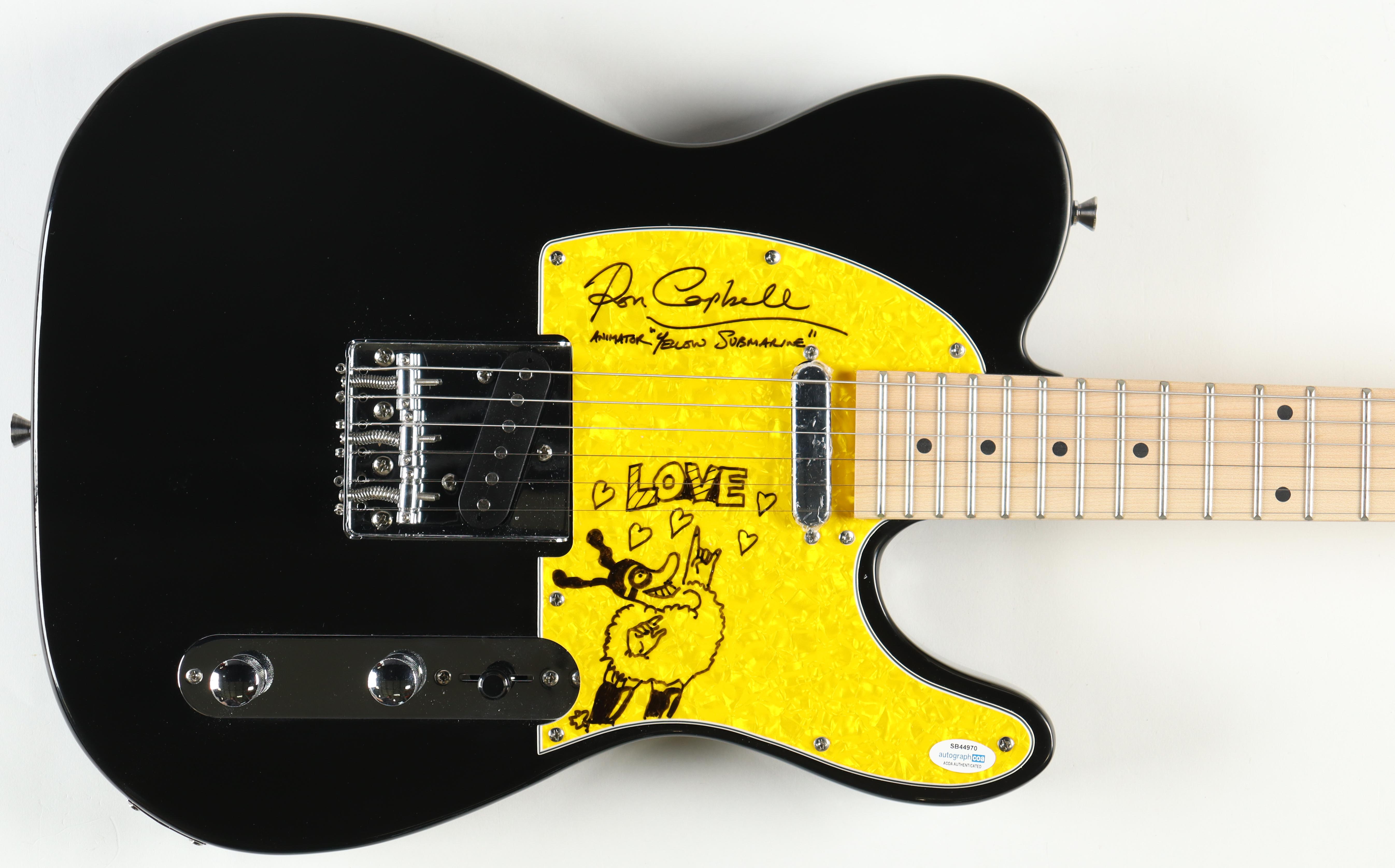 Ron Campbell Signed "Beatles: Yellow Submarine" Full-Size Electric Guitar With Hand-Drawn Character Sketch Inscribed "Animator "Yellow Submarine" (AutographCOA) at PristineAuction.com Ron Campbell Signed "Beatles: Yellow Submarine" Full-Size Electric Guitar With Hand-Drawn Character Sketch Inscribed "Animator "Yellow Submarine" (AutographCOA) at PristineAuction.com