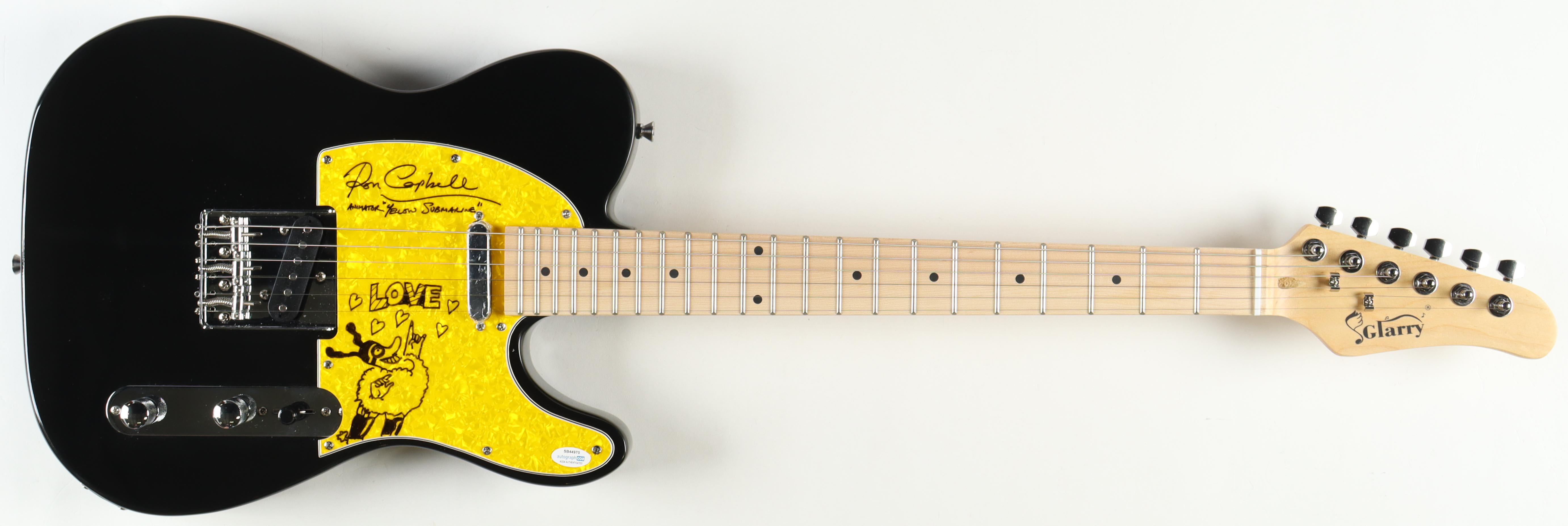 Ron Campbell Signed "Beatles: Yellow Submarine" Full-Size Electric Guitar With Hand-Drawn Character Sketch Inscribed "Animator "Yellow Submarine" (AutographCOA) at PristineAuction.com Ron Campbell Signed "Beatles: Yellow Submarine" Full-Size Electric Guitar With Hand-Drawn Character Sketch Inscribed "Animator "Yellow Submarine" (AutographCOA) at PristineAuction.com